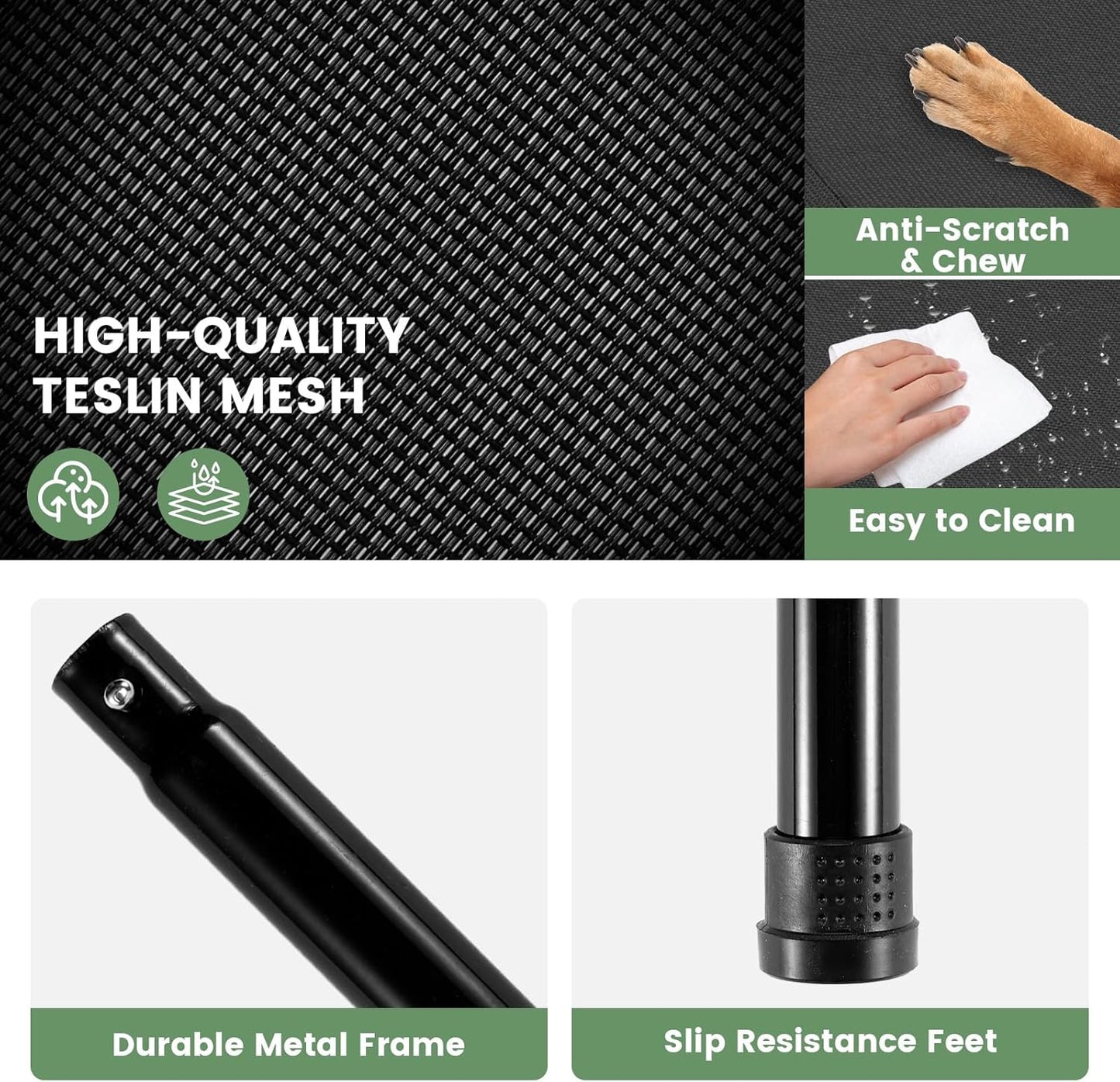 Elevated Dog Bed for Outdoor, XXL Raised Dog Cot Indestructible with Washable Mesh, Cooling Summer Pet Cot Chew Proof for Outside Camping Travel, 59"x36" Grey