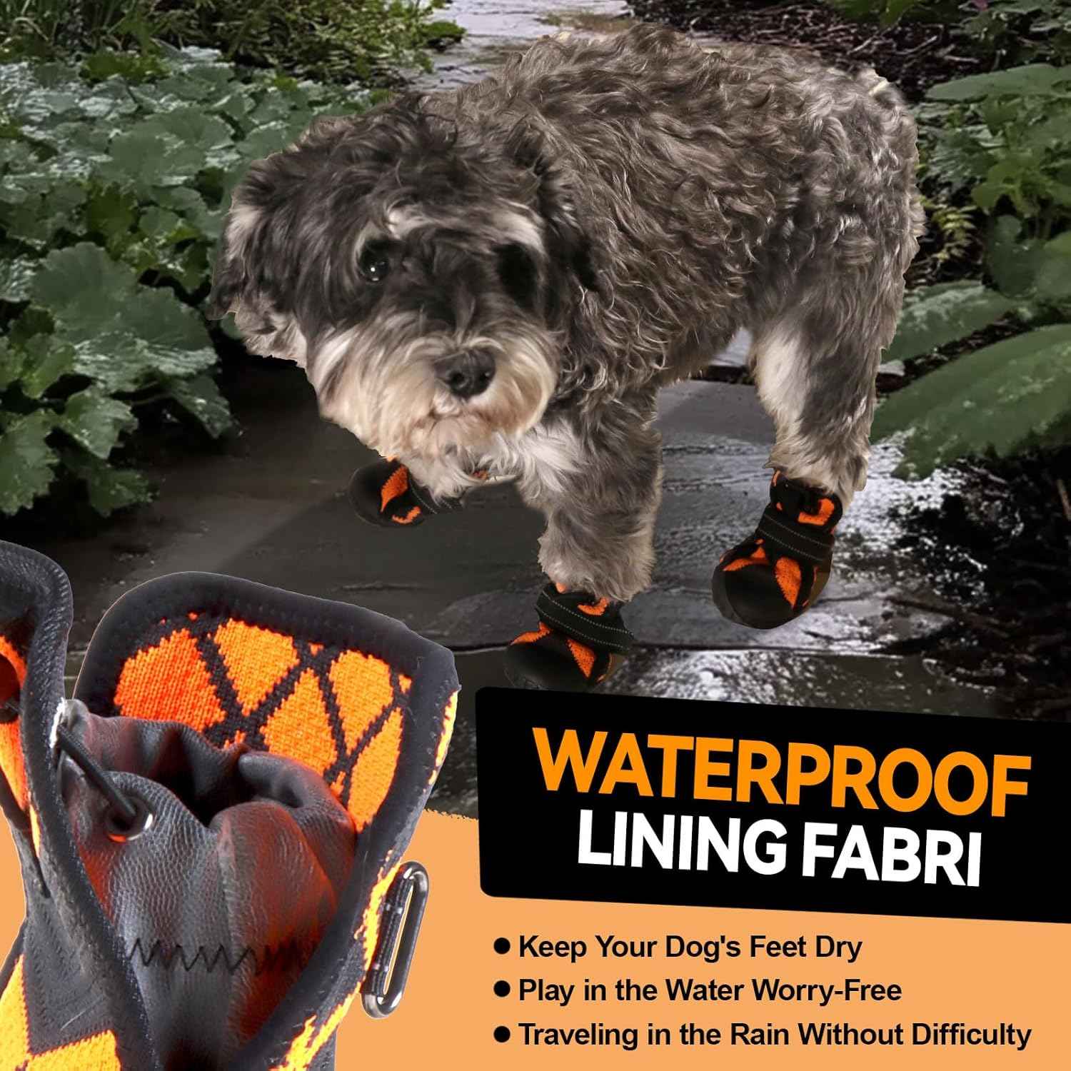 Dog Shoes for Large Small Medium Dogs,Waterproof Dog Boots & Paw Protectors with Breathable Mesh for Summer Hot Pavement,Anti-Slip Dog Booties for Hiking Hardwood Floors Winter Snow (Orange-1)