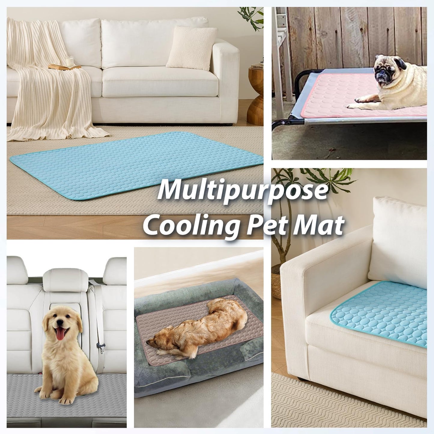 MICROCOSMOS Summer Cooling Mat & Sleeping Pad- Water Absorption Top, Materials Safe, Easy Carry, EZ Clean. Keep Cooling for Pets, Kids and Adults.(Navy Blue, 48" x24")