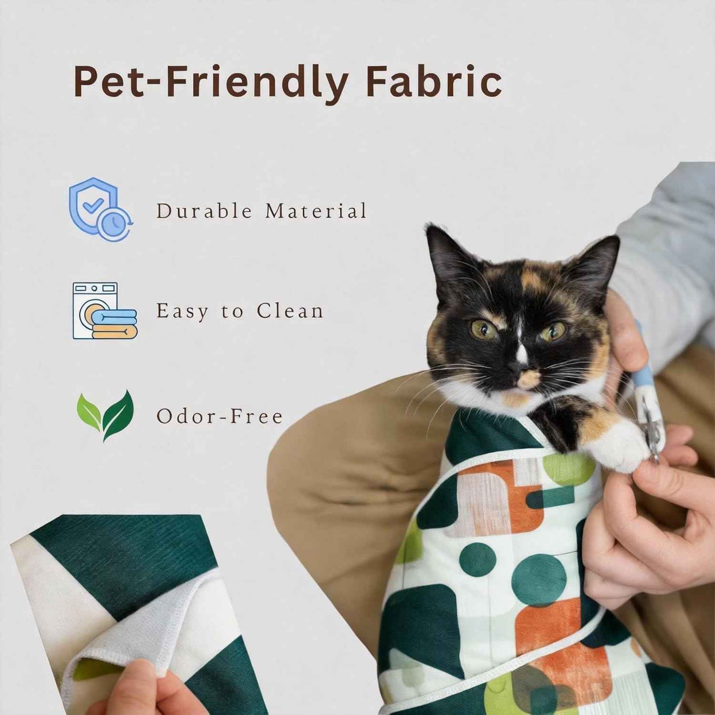 Cat Grooming Wrap, Self-Adherent Cat Wrap for Cutting Nails, Cat Burrito Wrap for Ear Cleaning & Medication, Cat Swaddle Wrap for Teeth Brushing, No-Scratch Cat Restraint for Nail Clipping, M