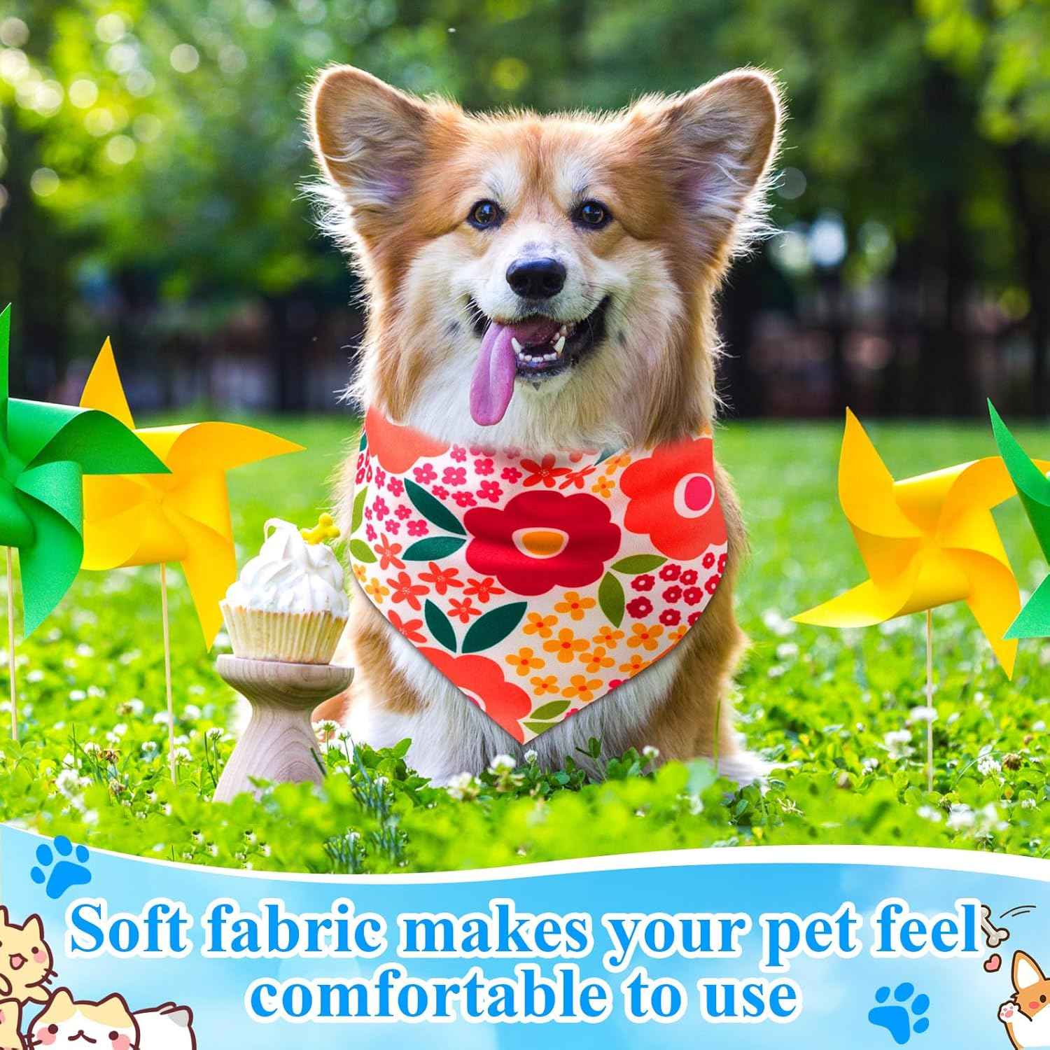 72 Pcs Hawaiian Dog Bandanas Bulk Summer Triangle Scarf Fruit Cat Bibs Puppy Scarf Flower Pet Bandanas for Puppy Cat Birthday Party Costume
