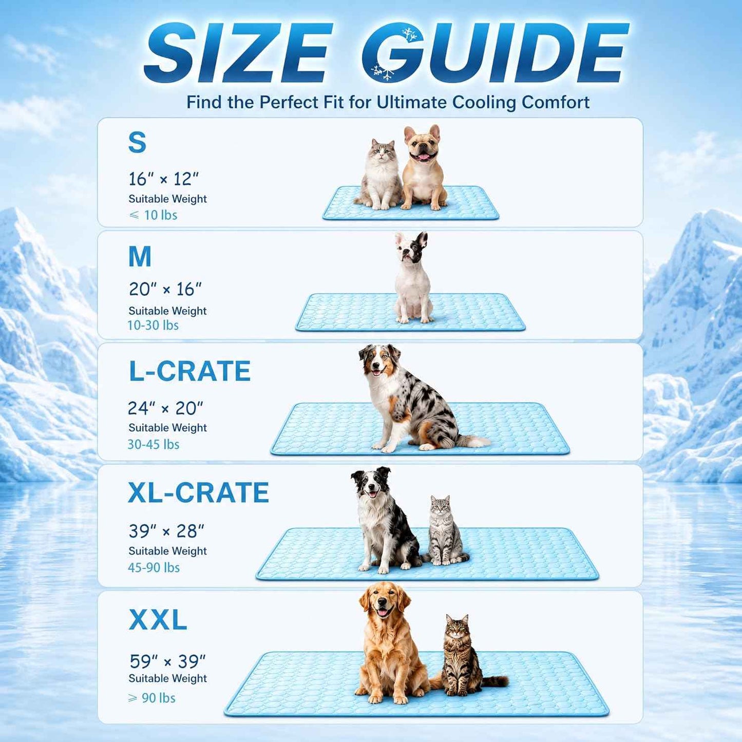 Cooling Mat for Dogs, Breathable Dog Cooling Mat with Q-Max>0.4 Chill Fiber, Washable Portable Dog Crate Pad for Indoor & Outdoor Summer Use, 24" x20“, Blue
