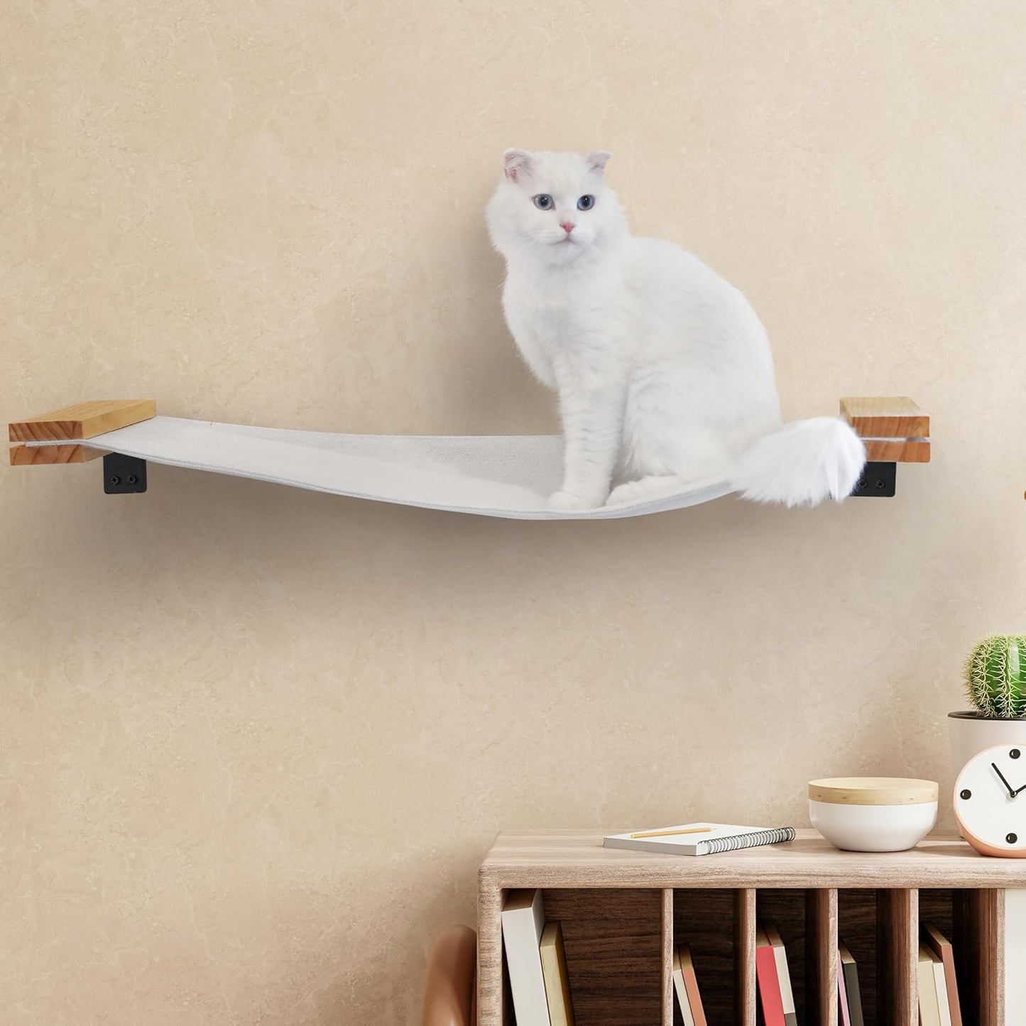SANDPEAK Cat Wall Hammock | Cat Shelves for wall | Bridge, Shelf and Perches | Modern Wall Furniture for Indoor Cats | Mounted Hammock Bed for Sleeping, Playing, and Lounging.