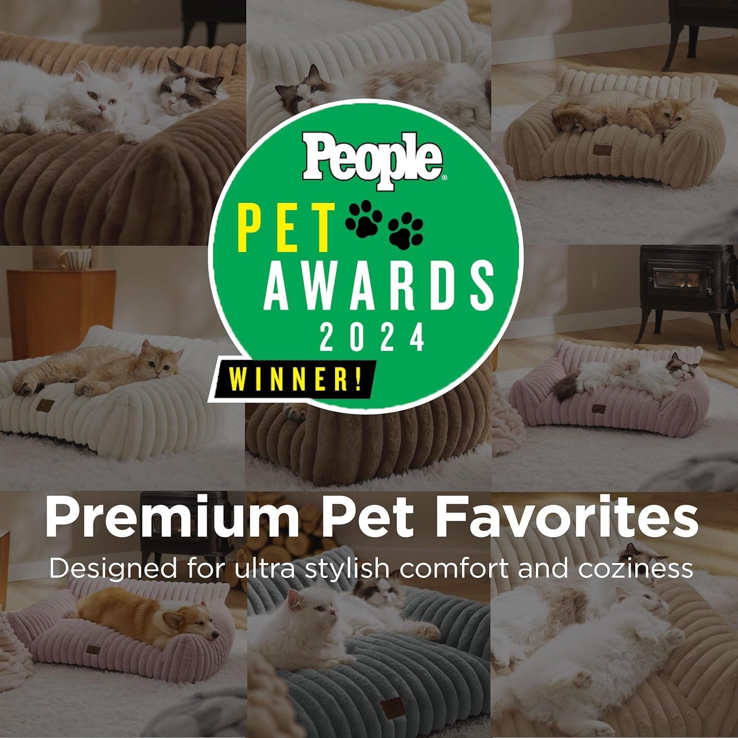 Bedsure Cute Dog Couch for Large Dogs- Fluffy Pet Sofa, Dog Couch Bed with Removable, Washable Cover, Supportive Pet Bed, 36inch, Cream