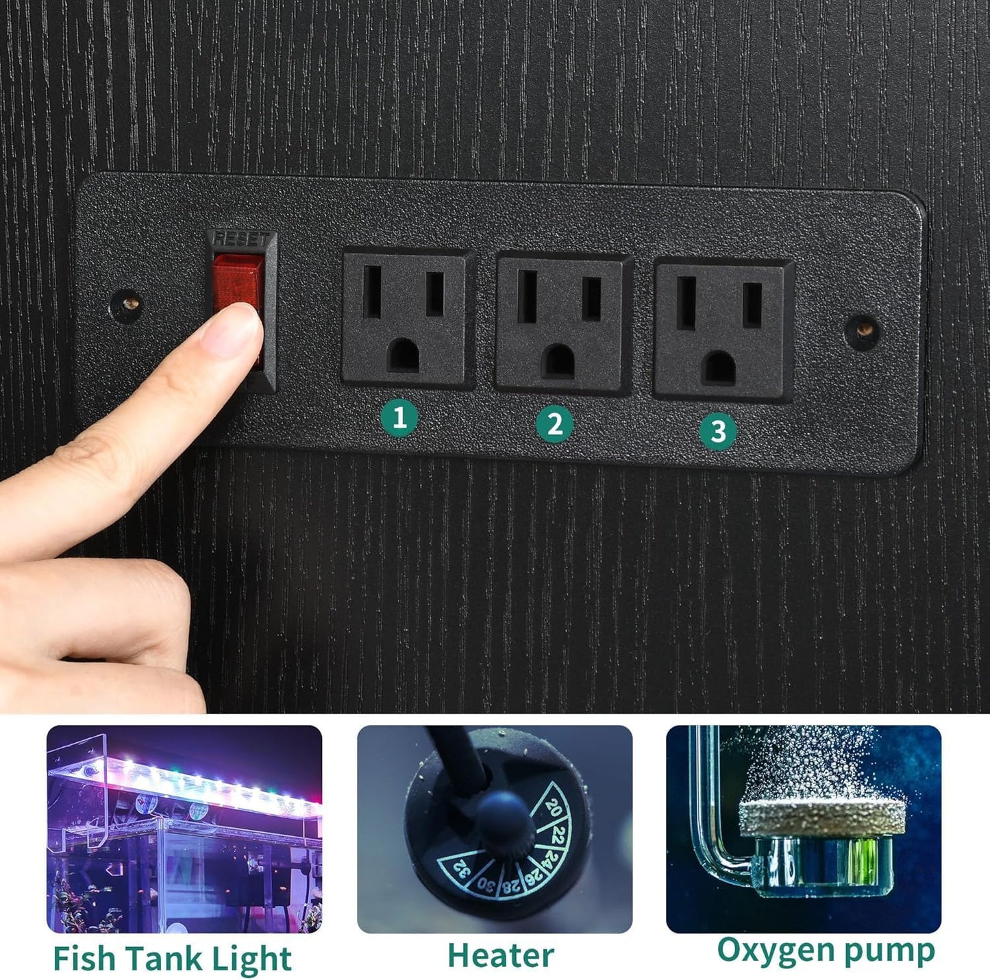 YITAHOME Heavy Duty 55-75 Gallon Aquarium Stand with Power Outlets, Cabinet for Accessories Storage - Metal Fish Tank Stand Suitable for Fish, Turtle Tank, 880LBS Capacity, Black