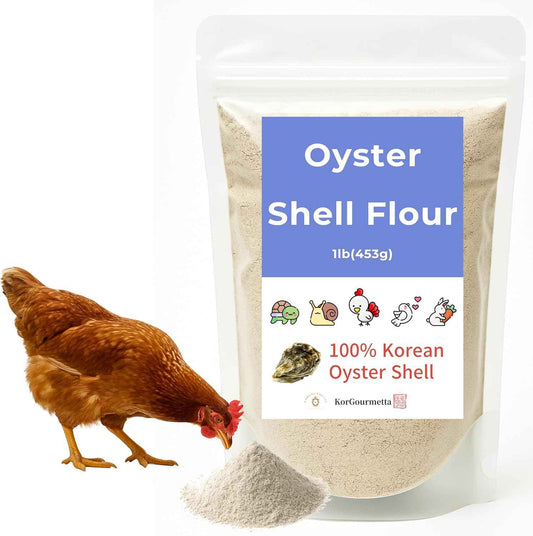 | Oyster Shell Flour 1lb – Finely Ground Calcium Material for Chickens, Ducks, Birds, Reptiles, Amphibians, and More – Crushed Oyster Shell Alternative | 굴껍질가루 (1lb)