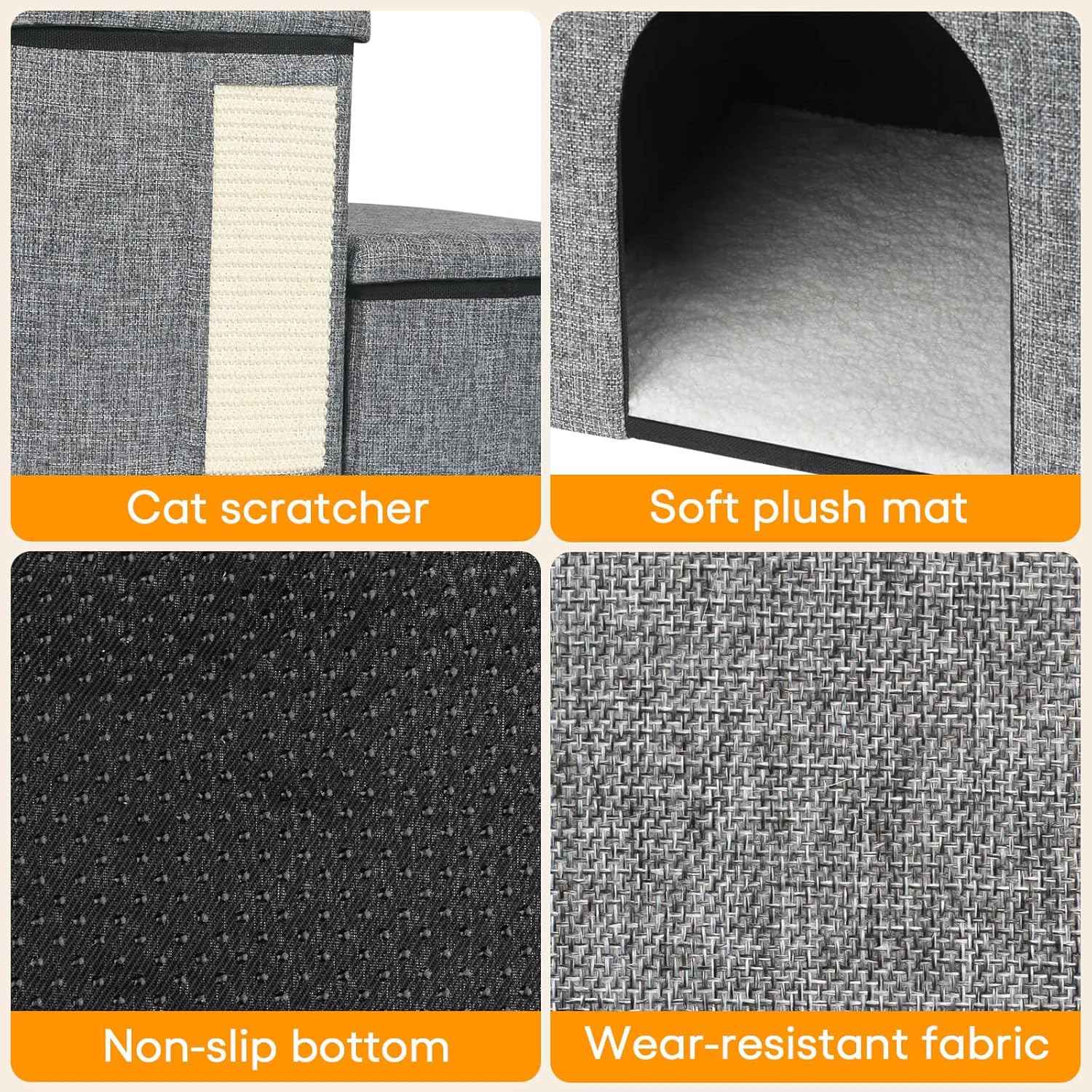 petizer Dog Stairs for Small Dogs, Foldable Pet Stairs for Couch/Bed with Storage Box, Condo and Cat Scratcher, Adjustable Non-Slip Dog Steps for Puppy, Cats, or Small (3-Step,17" H)