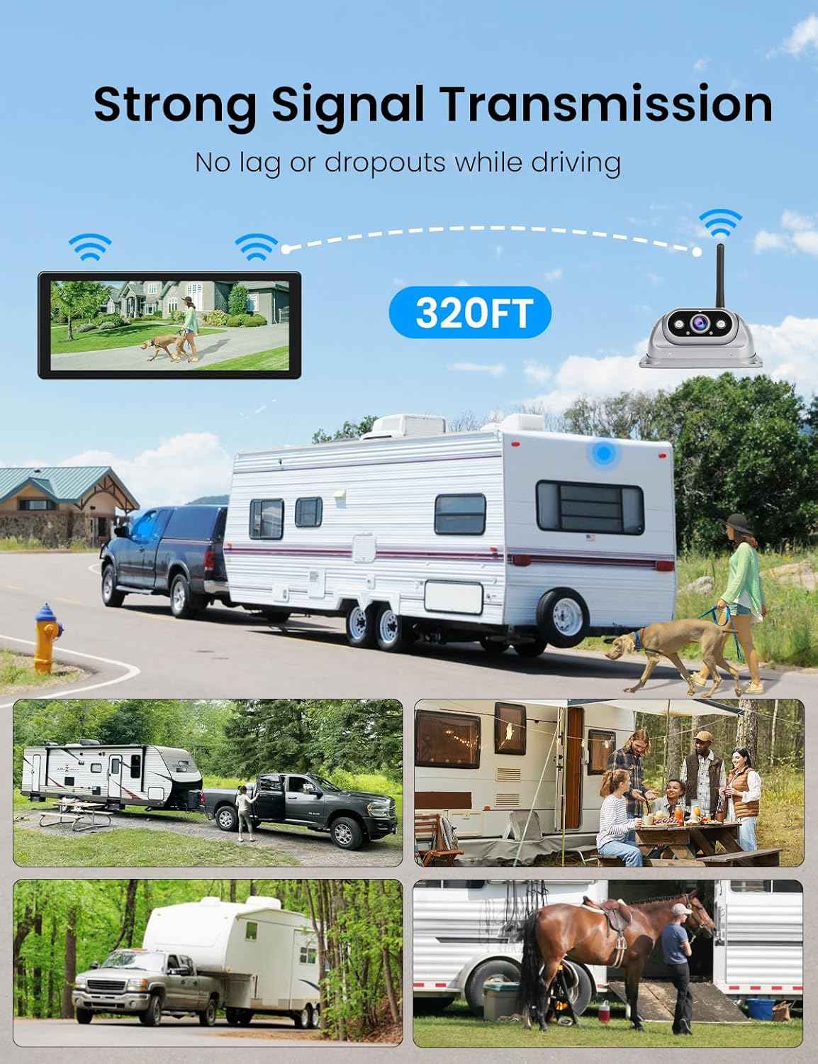 RV Wireless Backup Camera with High Performance 6.86 Inch Touch Monitor 1080P 2 Rear View Cameras with IR Night Vision 4 Channels IP69K Waterproof Reverse Camera for Truck Trailer Camper Tractor