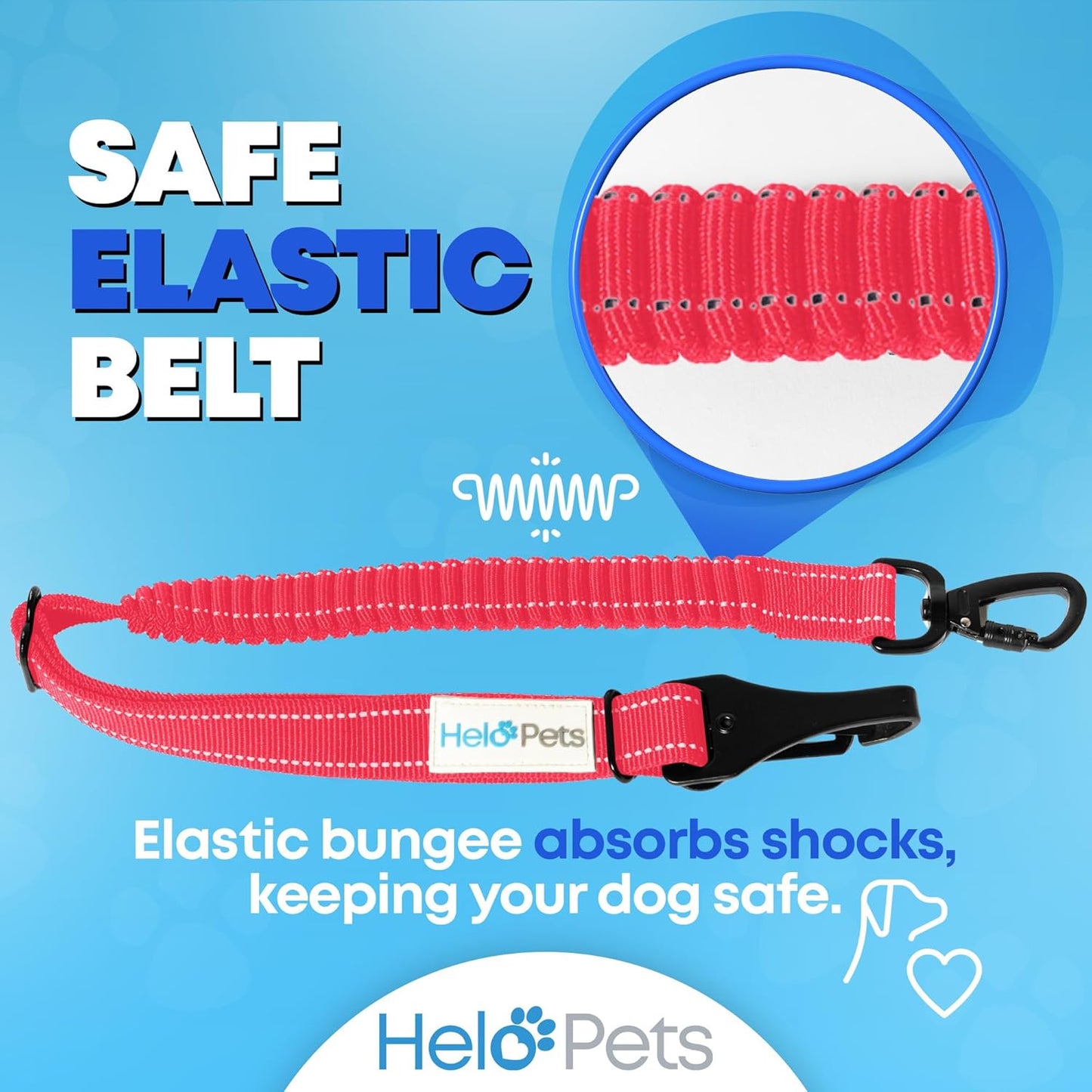 Dog Seat Belt for Car 3-in-1 Adjustable Safety Seatbelt for Dogs in Car – Durable Extra Thick Nylon Webbing Bungee with Hook & Buckle Latch, Reflective Dog Harness (Pink).