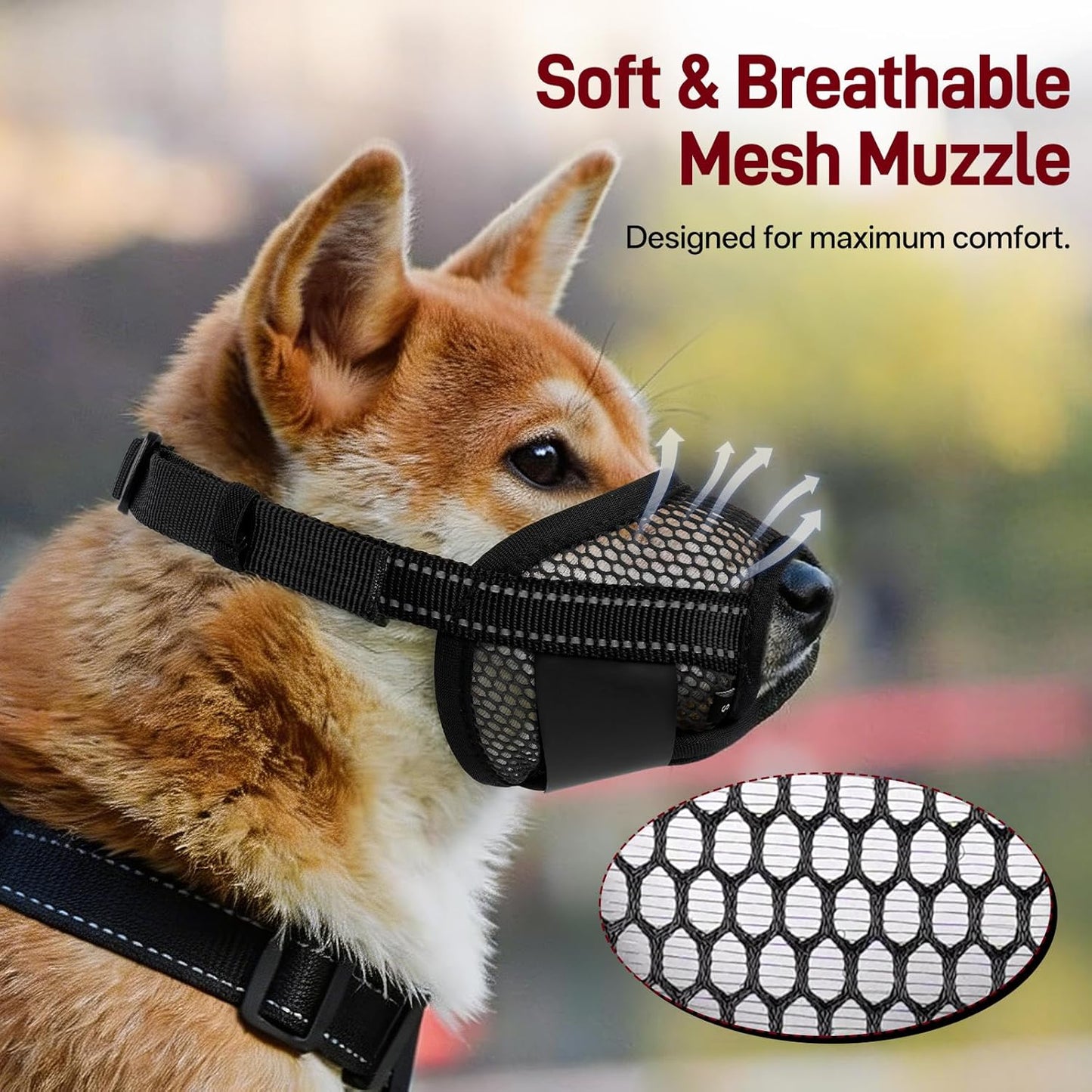 Pezluxe 2-Pack Dog Muzzle, Soft Air Mesh Muzzle Anti Biting Barking Chewing, Secure & Breathable Drinkable Pets Muzzles with Adjustable Strap, for Small Medium Large Dogs (Black-S)