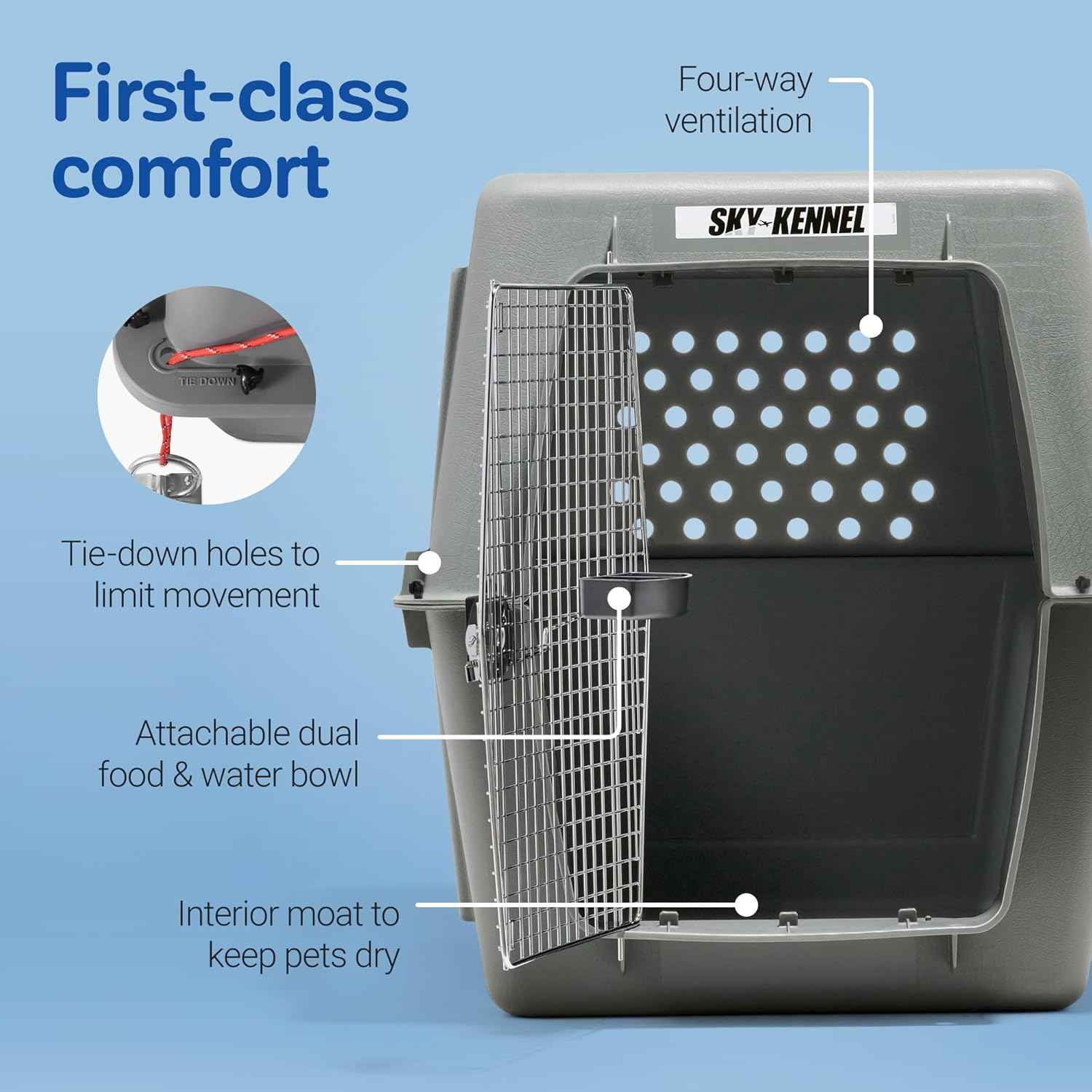 Petmate Sky Kennel - For Air and Travel, Airline Approved Dog Crate for Pets 90-125 lbs, Heavy Duty Dog Kennel, Made in the USA- 48 Inches