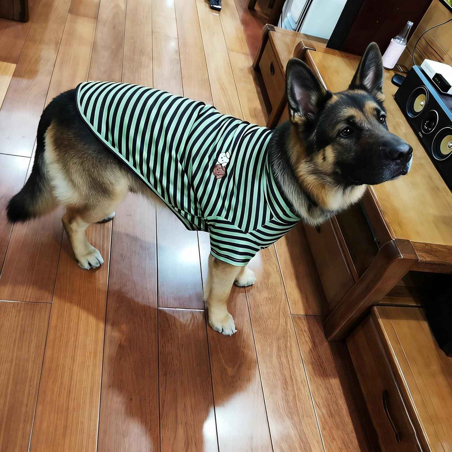 Turtleneck Dog Shirts for Large Dogs, Striped T-Shirt Comfy Stretchy Shirt Puppy Sweater Warm Costumes Pet Pullover Clothes for Big Breeds (Green Striped, 5X-Large)