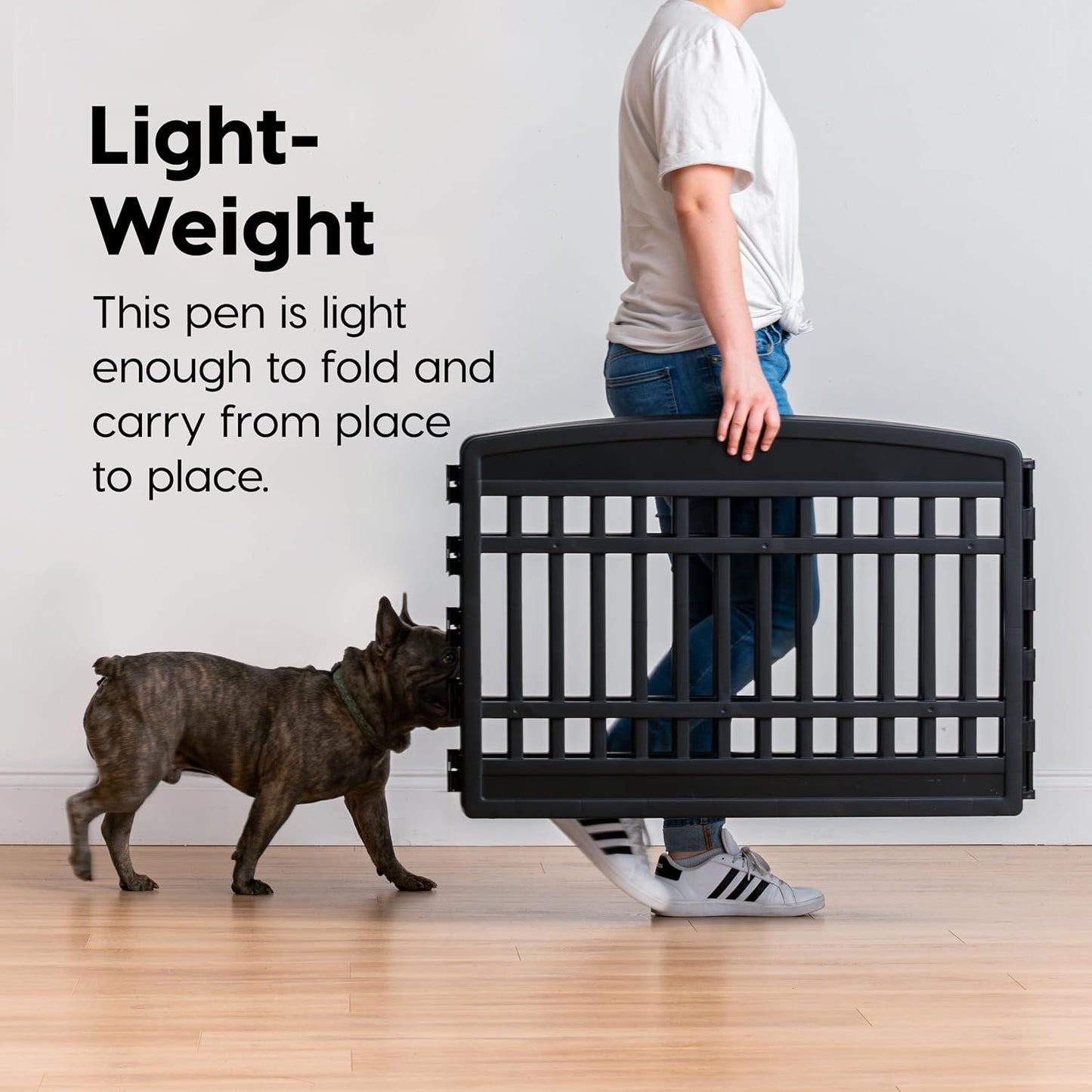 IRIS USA 24" 8-Panel Puppy Playpen, 83.5 x 83.5 x 23.63, Dog Playpen, Dog Play Pen Indoors, Pet Fence, Small Pets, Black