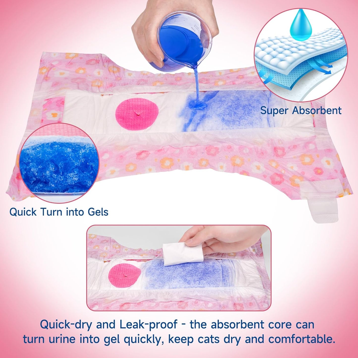 Pet Soft Dog Diapers Female, Disposable Female Dog Diaper, Doggie Diapers for Cat Puppy with Adjustable Foam Tail Hole(Pink,36XS)
