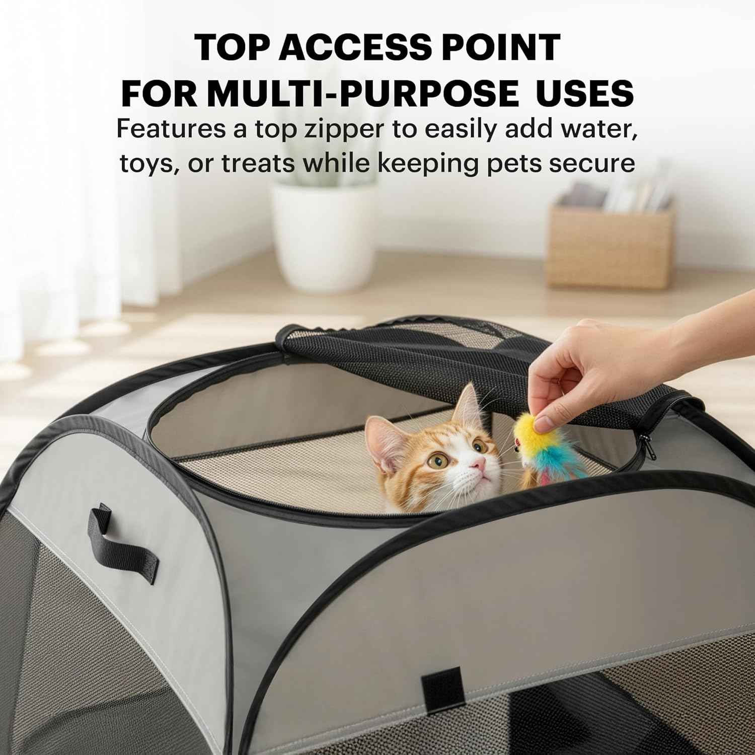 LAFYETTE. - US Based, Portable Cat Playpen, Trapezoidal Stable Design, Foldable Pet Tent for Indoor Outdoor Use, Cat Dog Play Enclosure, Kitten Puppy Kennel Crate, Pet House, Easy Setup, 33" x 26.5"