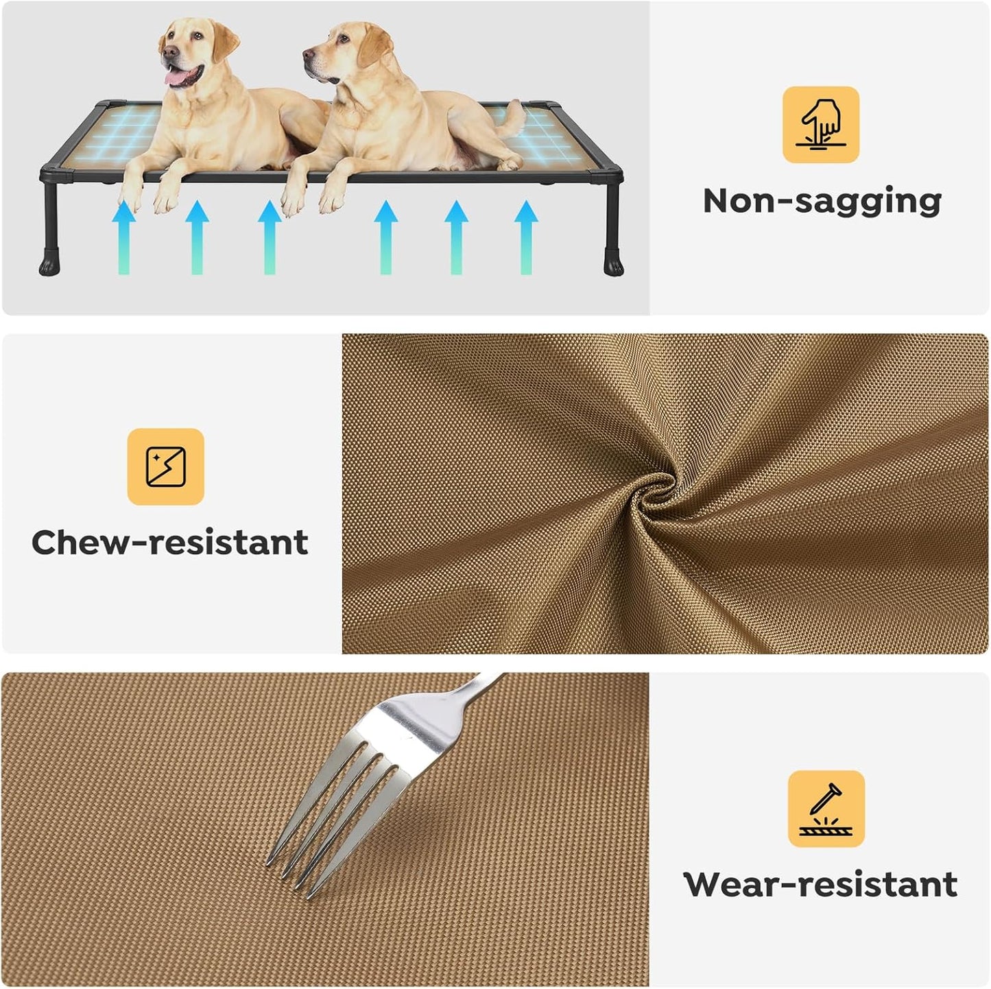 Veehoo Chew Proof Dog Cot, Non Chewable Large Bed, Anti-Scratch Durable Hammock Raised Place for Training Platform, Outdoor Cooling Off Ground, CWC2420ACP