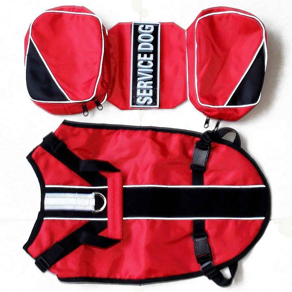 Dog Saddlebag Backpack, Back Pack Dog Harness, Camping & Travel Vest Harness, Reflective Hound Hiking Backpack Saddle Bag Lightweight, for Medium & Large Dogs (Red, S Girth 16-20")