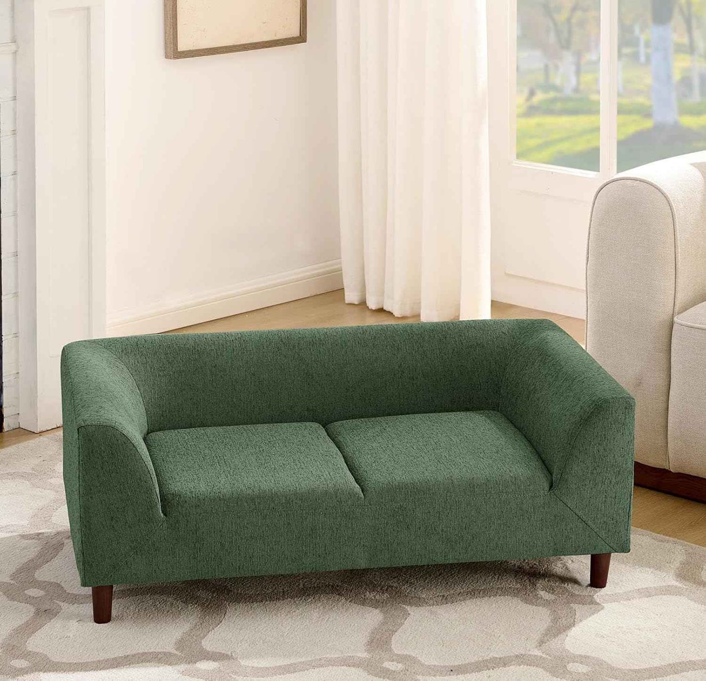 Dog Sofa Couch for Medium Dogs, Memory Foam Dog Sofa Bed, Modern Elevated Pet Couch Bed with Wooden Legs for Medium Dogs, Green