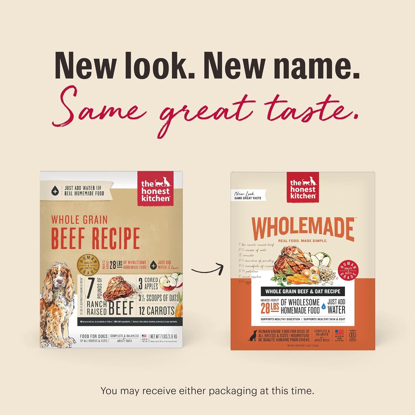The Honest Kitchen Human Grade Wholemade™ Dehydrated Dog Food, Whole Grain Beef & Oat, 4 lb (makes 16lbs)