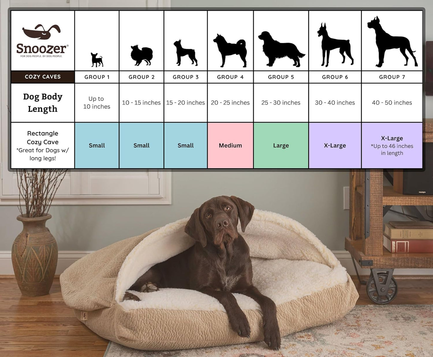 Snoozer Pet Products Luxury Rectangle Cozy Cave, Wag Collection, Medium, Starpatch Red Diamond