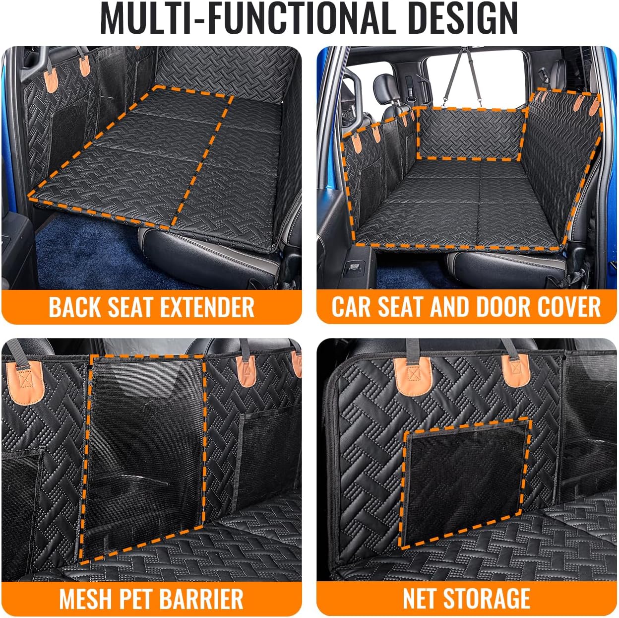 MAXFUT Dog Back Seat Extender for Truck,Truck Dog Seat Cover Back Seat,Dog Hammock for Truck,Hard Bottom Seat Extender,Pet Seat Covers for F150/RAM1500/Silverado