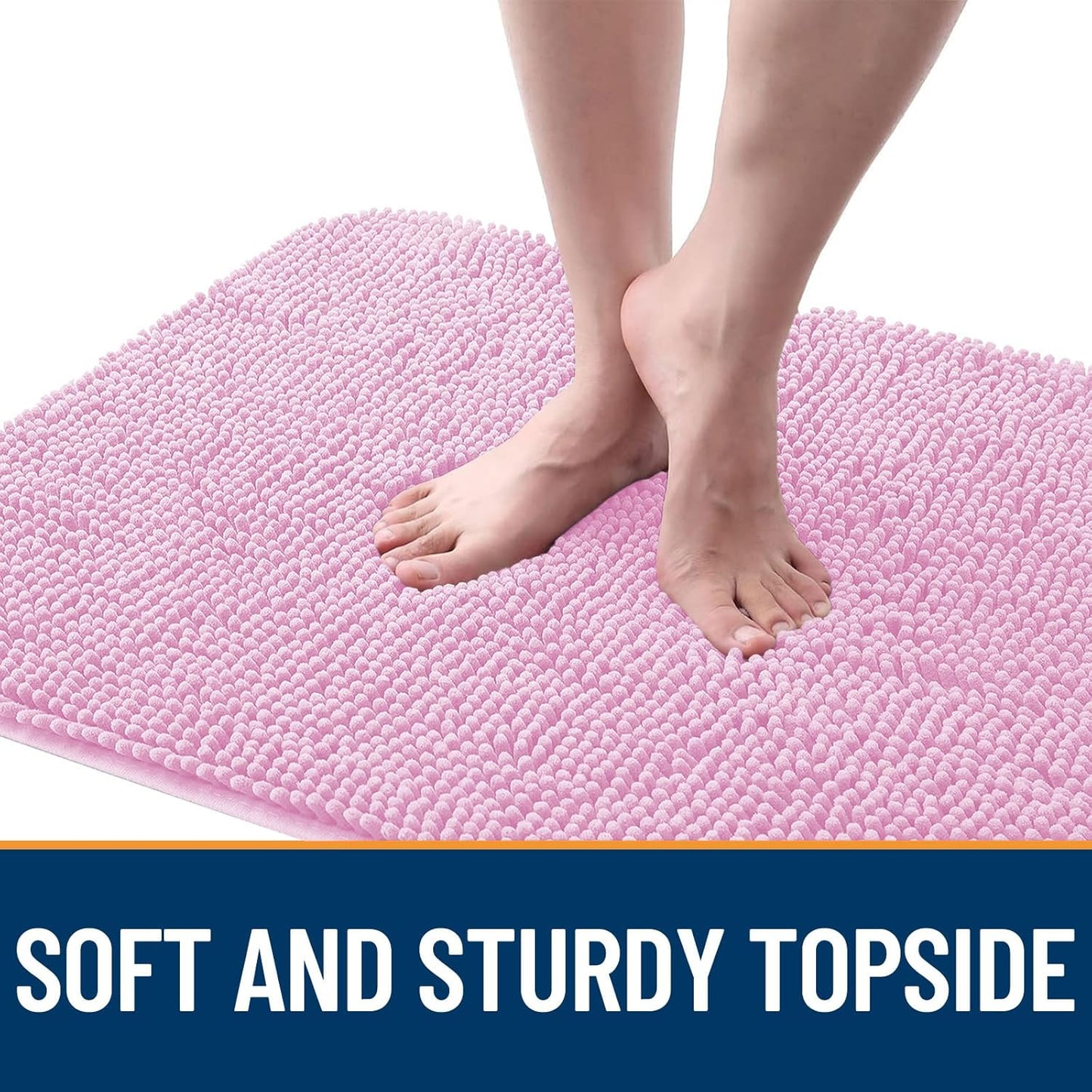 OLANLY Dog Door Mat for Muddy Paws 59x35, Absorbs Moisture and Dirt, Absorbent Non-Slip Washable Doormat, Quick Dry Chenille Mud Mat for Dogs, Entry Indoor Entryway Carpet for Inside Floor, Pink