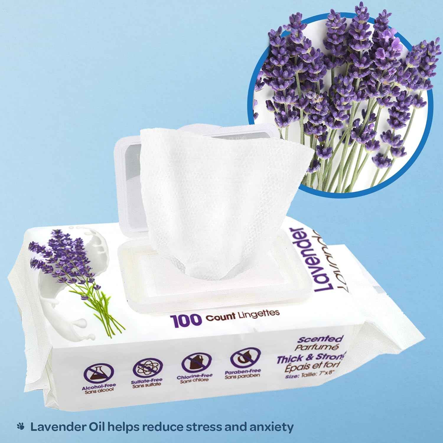 Best Pet Supplies Pet Grooming Wipes for Dogs & Cats,Deodorizer for Coats & Dry, Itchy, or Sensitive Skin, Clean Ears, Paws, Body, & Butt - Calming Lavender, 400 Count