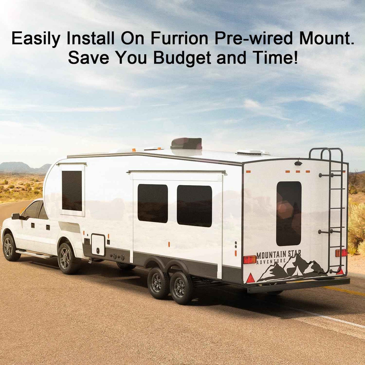 Fookoo HD 1080P 7" Wireless RV Backup Camera System for Furrion Pre-Wired RV Truck Camper, 7" IPS DVR Monitor & Rear View Camera, IR Night Vision IP69 Waterproof DIY Parking Lines - DW7Y5
