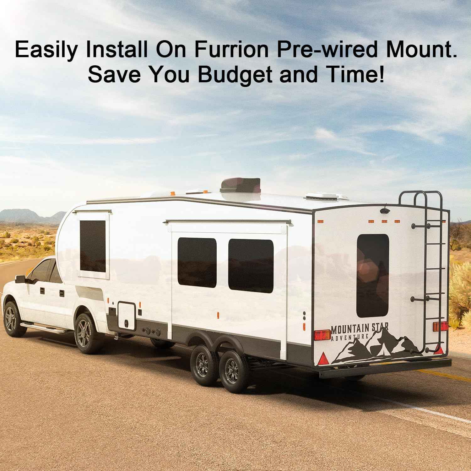 Fookoo HD 1080P 7" Wireless RV Backup Camera System for Furrion Pre-Wired RV Truck Camper, 7" IPS DVR Monitor & Rear View Camera, IR Night Vision IP69 Waterproof DIY Parking Lines - DW7Y5