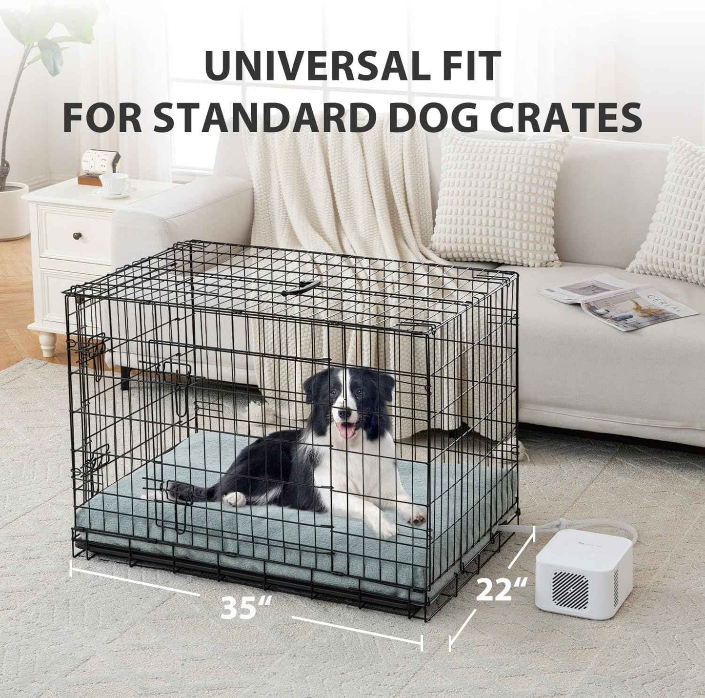 Pet Bed Cooling System, No Refrigeration or Chemical Gel Needed, Consistent Cold Water Pad, Machine Washable Bed, Ideal for Home and Crates (Cooling Green, 35" x 22")