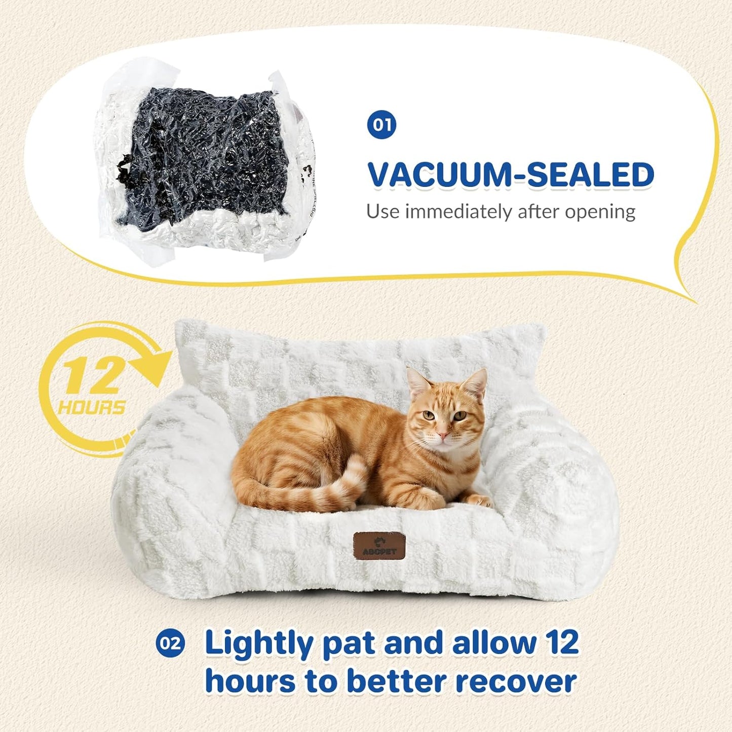Large Dog Bed Sofa, Fluffy Pet Bed for Medium and Large Dogs, Supportive Dog Couch Sofa for Dogs, Pet Sofas with Washable Cover & Non-Slip, 38 inch, White