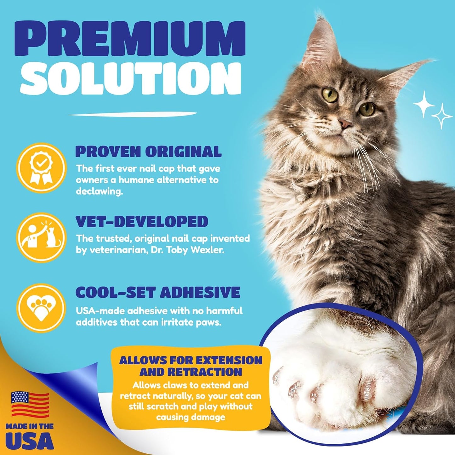 Soft Claws Cat Nail Caps for Small Cats – (40 Caps, Summer - Blue & Red) - Veterinarian-Developed | Protects Furniture & Skin - Easy to Apply, Long-Lasting Anti-Scratch Soft Cat Claw Covers
