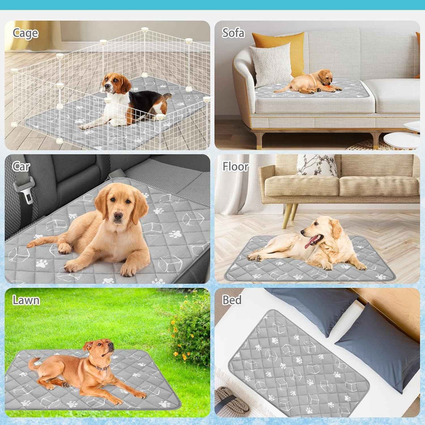 KOOLTAIL Dog Cooling Mat, 35''*23'' Upgraded Endothermic Color Changing Arc-Chill Cooling Fiber for Summer, Non Slip Sleeping Blanket Pet Pads, Washable Non-Toxic Mats for Bed Floor Soft Crate