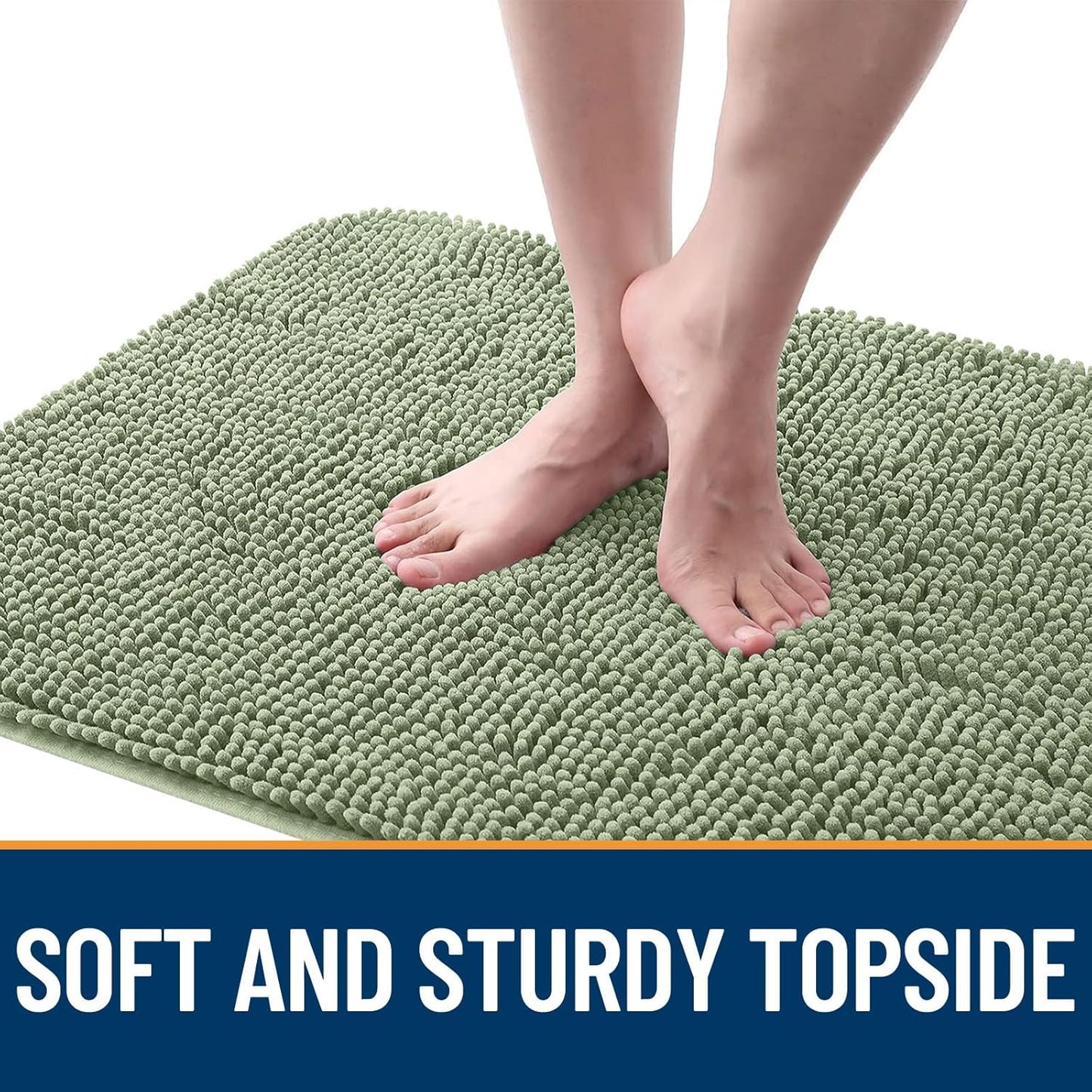 OLANLY Dog Door Mat for Muddy Paws 34x21, Absorbs Moisture and Dirt, Absorbent Non-Slip Washable Doormat, Quick Dry Chenille Mud Mat for Dogs, Entry Indoor Entryway Carpet for Inside Floor, Sage Green