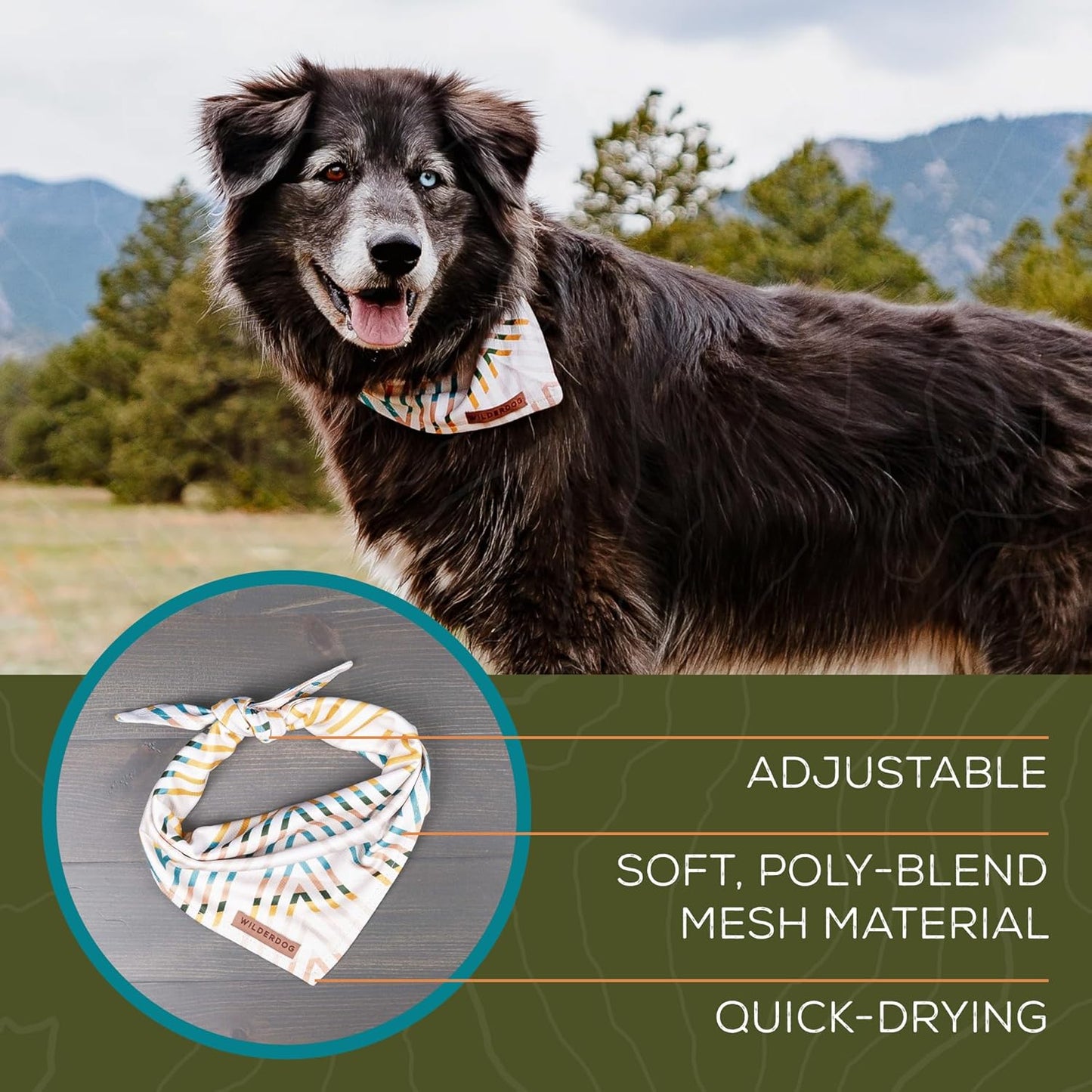 Wilderdog Dog Bandana with Lightweight Quick Drying Poly-Blend Mesh Material in Pumpkin Spice Plaid