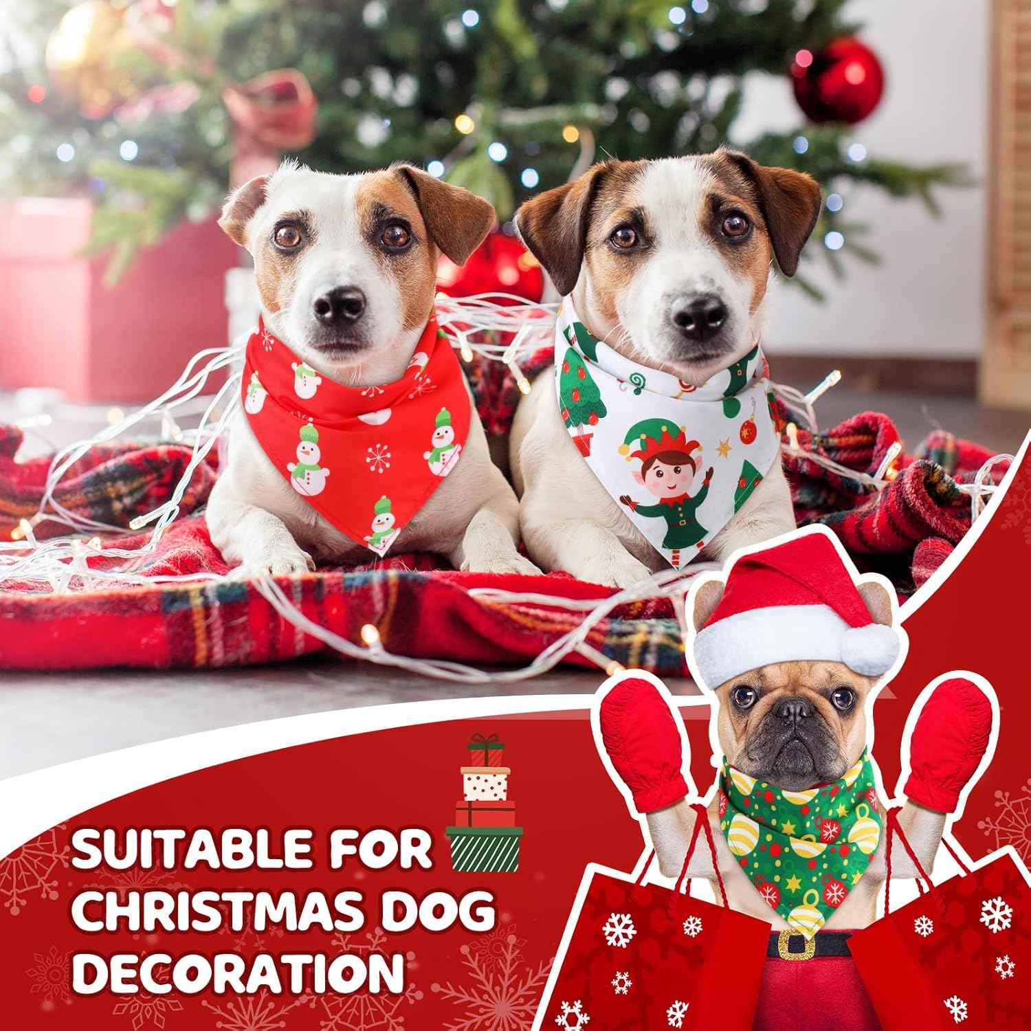Abbylike 100 Pcs Christmas Dog Bandanas Bulk Xmas Bandanas for Dogs Triangle Kerchief Bibs Scarf Set for Pet Xmas Costume Photo Props Accessories Pet Shops Grooming, 25 Styles (25.6 x 17.7 x 17.7)