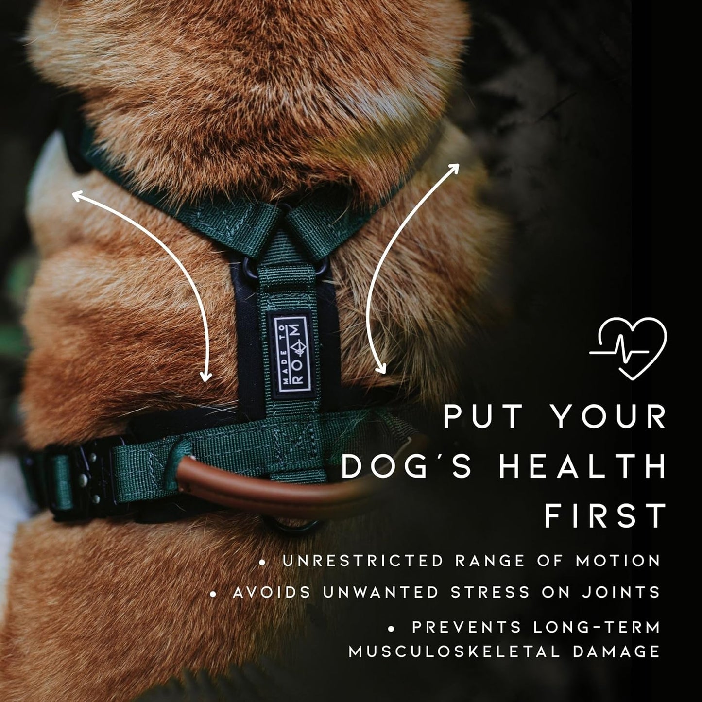 MADE TO ROAM Premium Explorer Harness - Y-Shaped Dog Harness with Adjustable Durable Nylon, Soft Padding, Metal Buckles and Leather Handle for Small, Medium, Large Dogs (Maine Marina, Size 5)