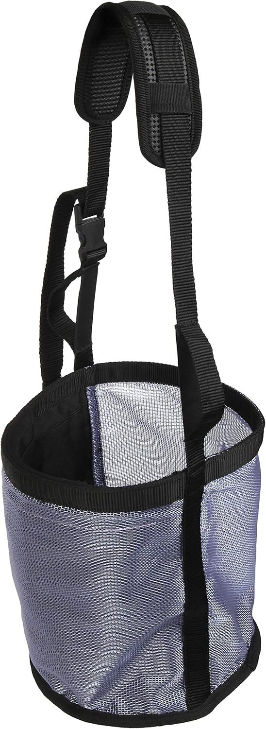 Majestic Ally Horse Feed Bag, Heavy Duty Nylon Mesh Grain Feed Bag, Adjustable Strap with Durable Snap and Elastic Straps, Comfort Neck Pad and Nose Pad- Large (Full, Dark Gray)