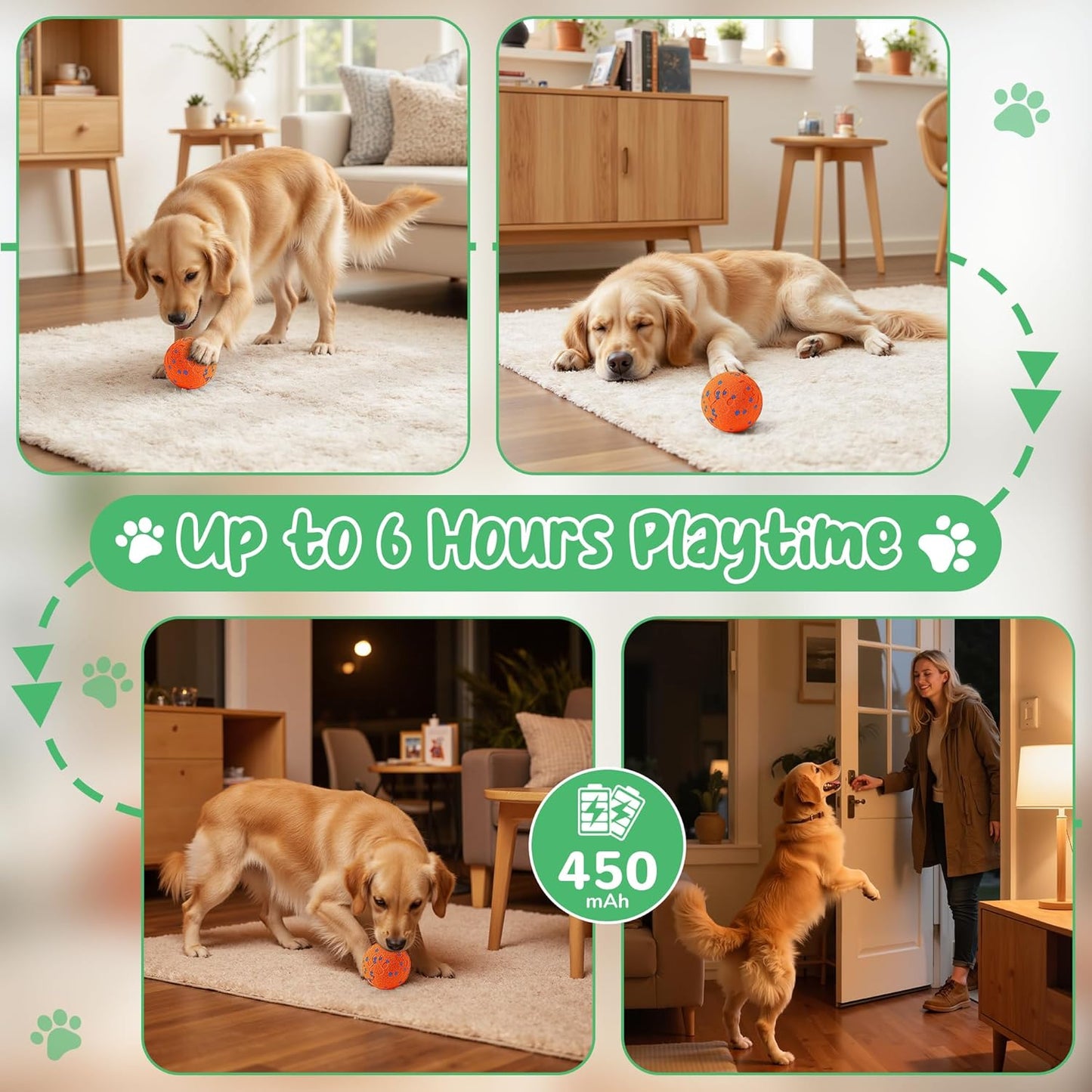 Smart Interactive Dog Toys,Vibrating Dog Ball,Pet Bounce Ball for Dogs (Small & Large),Chew-Proof Shell,Automatic Moving/Bouncing/Rotating, E-TPU Material,Ip68 Waterproof