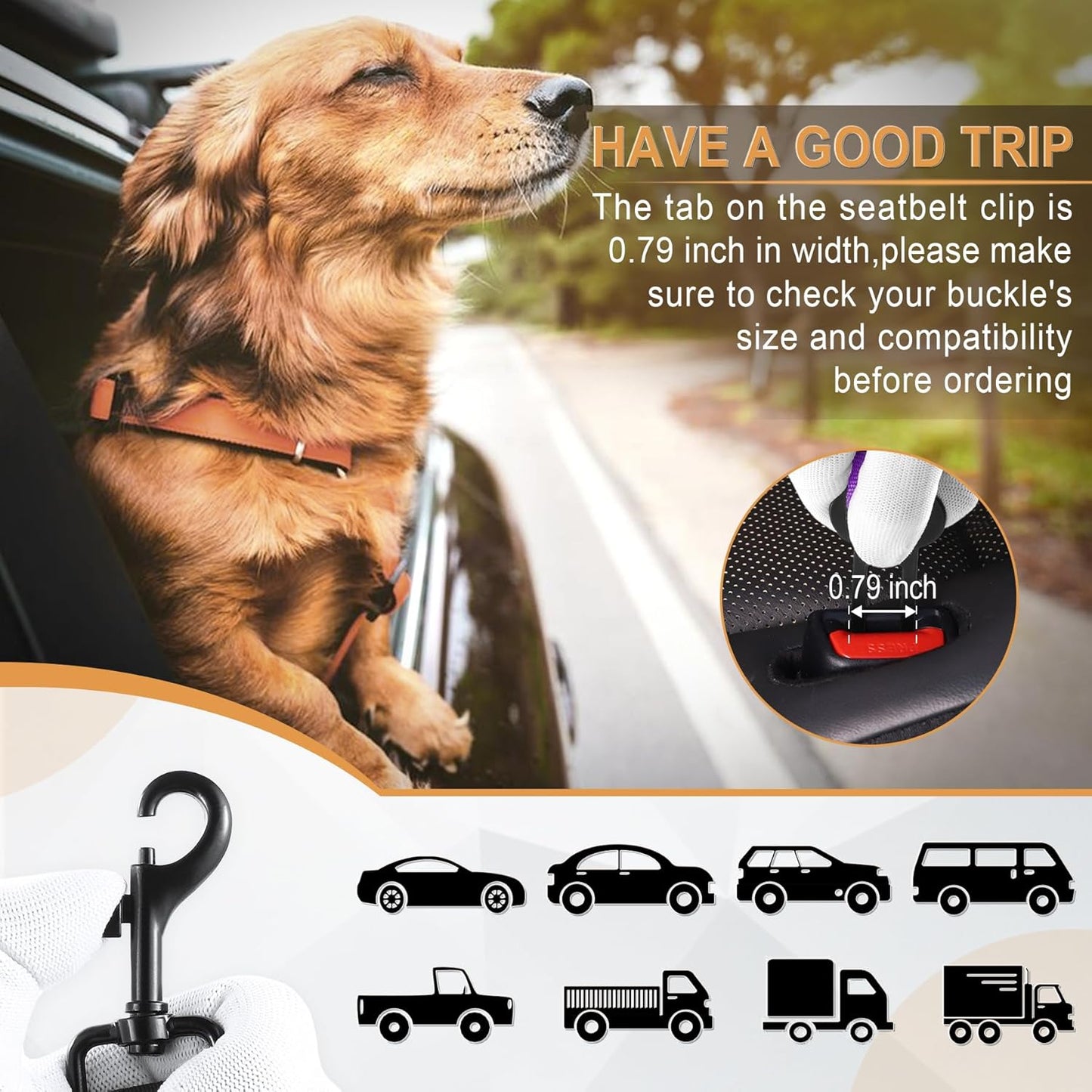 LivTee Dog Seat Belt for Car, Retractable Pet Safety Harness, Adjustable Nylon Dog Seatbelt Leash, Comfortable Dog Accessories for Vehicles (Purple-1PCS)