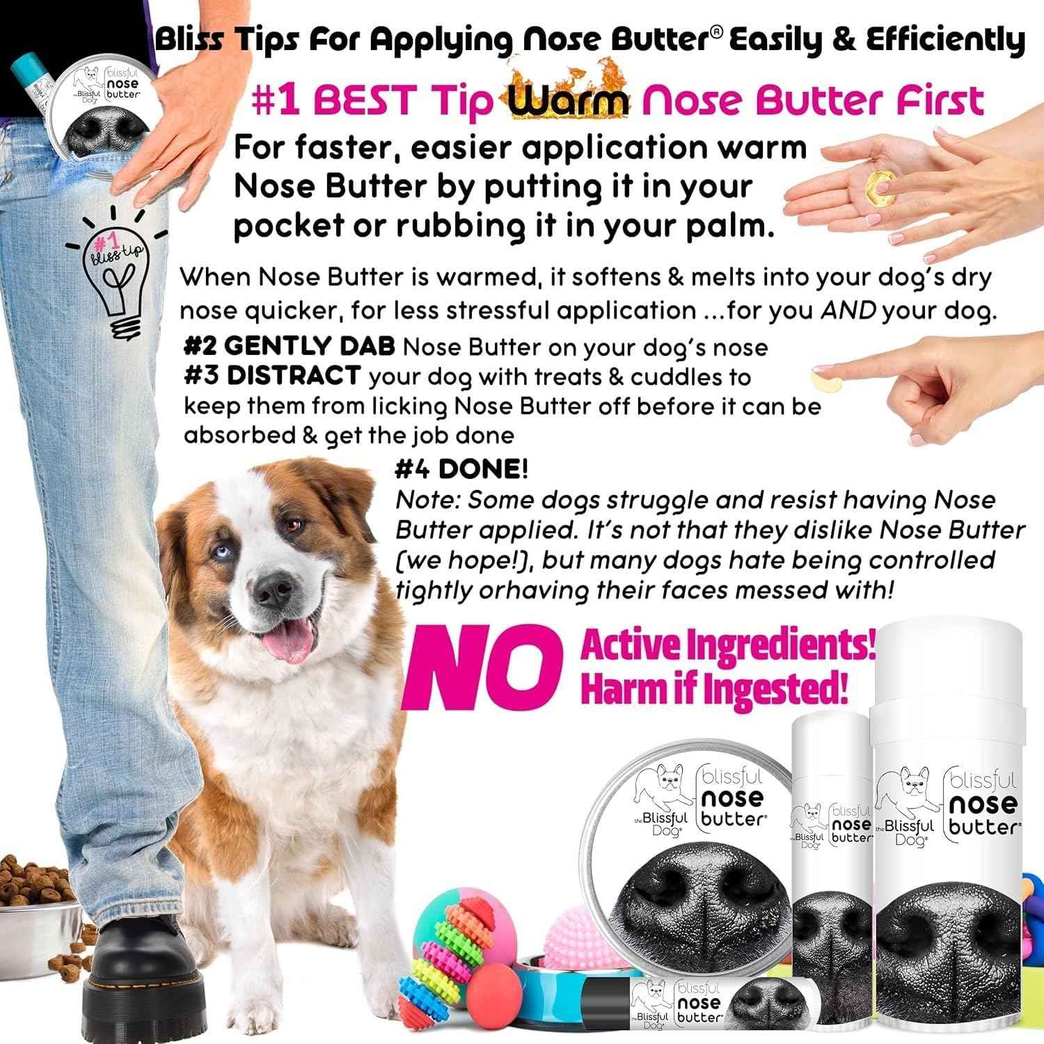 The Blissful Dog Every Dog Nose Butter, Versatile Dog Nose Balm for Dry Nose, Handcrafted Nose Moisturizer, Easy-to-Apply Dog Essentials, Unscented, 1 oz.