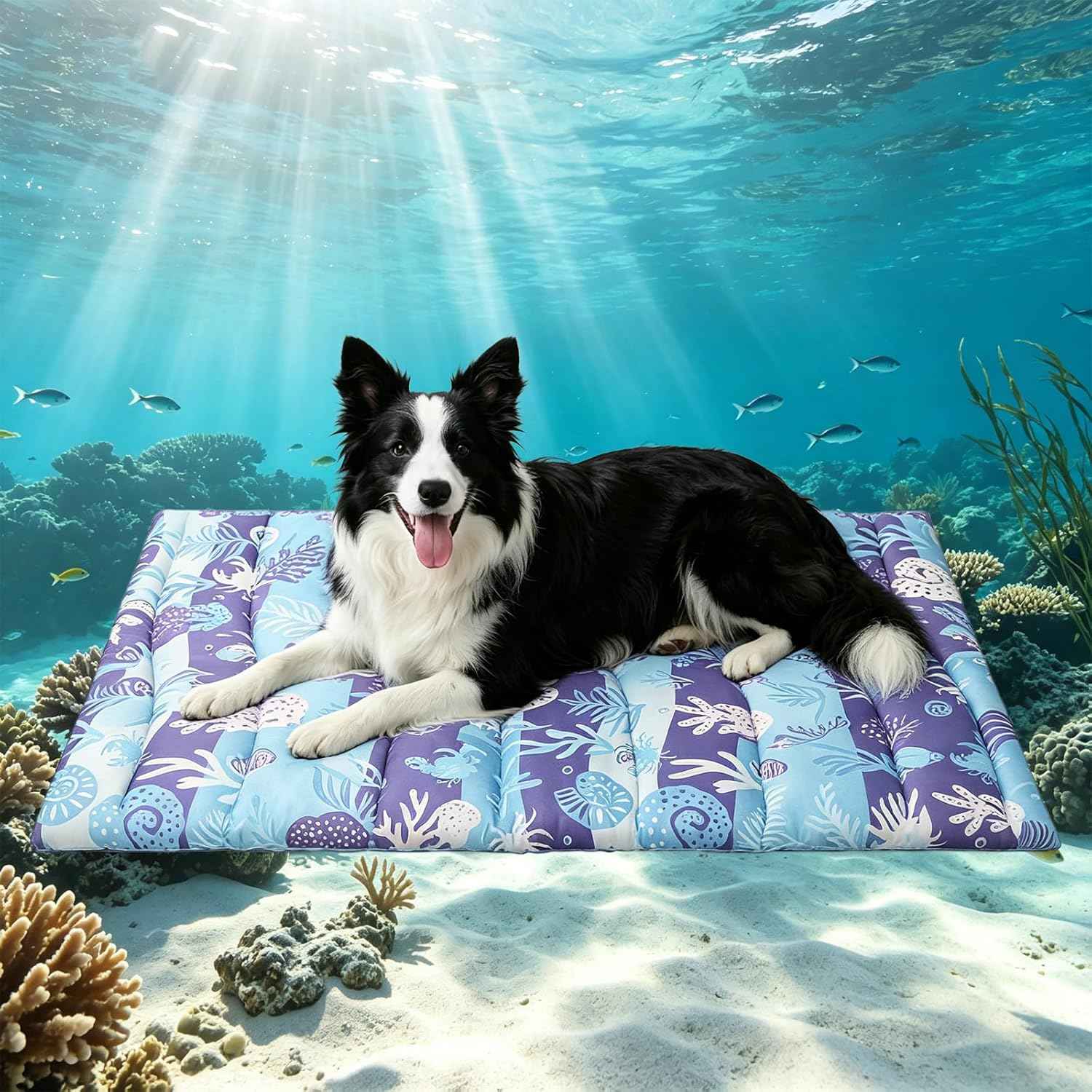 KOOLTAIL Dog Cooling Mat, Extra Thick Large Cooling Dog Bed for Summer Indoor/Outdoor, 48"*28" Reversible Washable Pet Pad with Chill Cool Fiber, Non-Toxic Portable Puppy Cat Blanket for Kennel, Blue