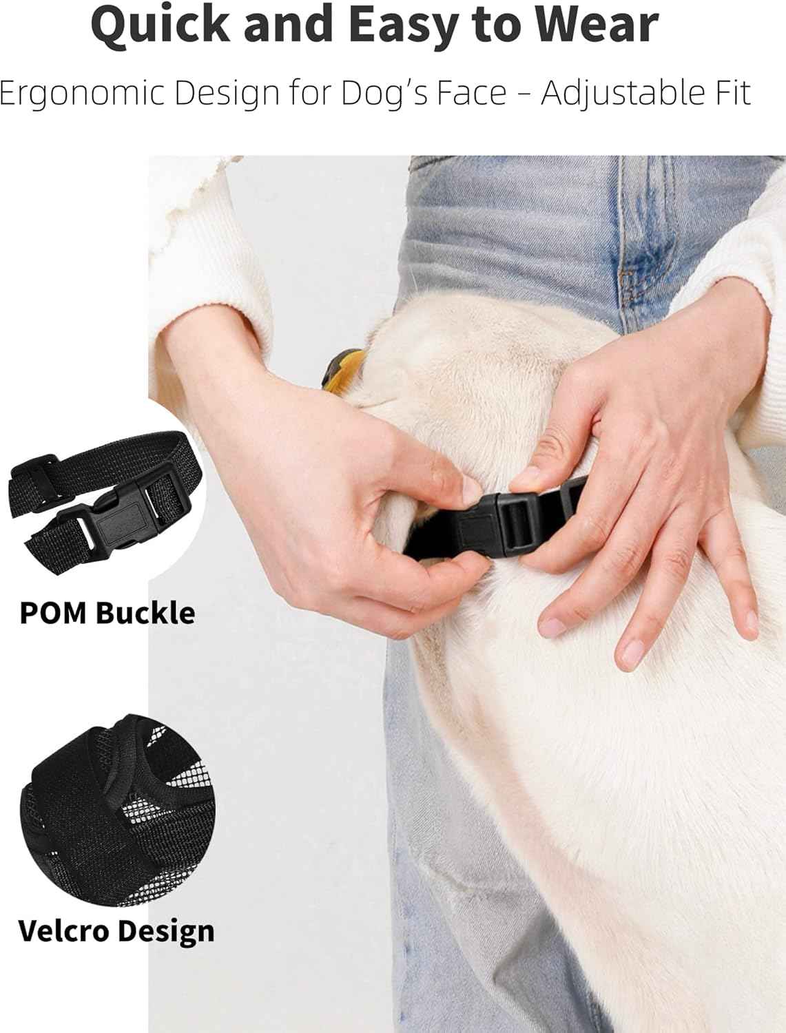 2-Pack Soft Mesh Dog Muzzle – Breathable & Adjustable, No-Bite and Escape-Proof Design for Grooming, Training, Walking – Fits Small, Medium & Large Dogs (Black, M)