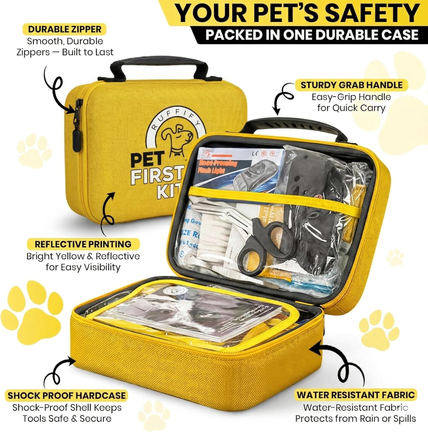 Dog and Cat First Aid Kit – Vet Approved, 74 Essential Items Pet Emergency Kit Accessories for Car, Travel, Hunting, Hiking & Camping Gear with Mini Pouch for Home, Office & Outdoor Adventures