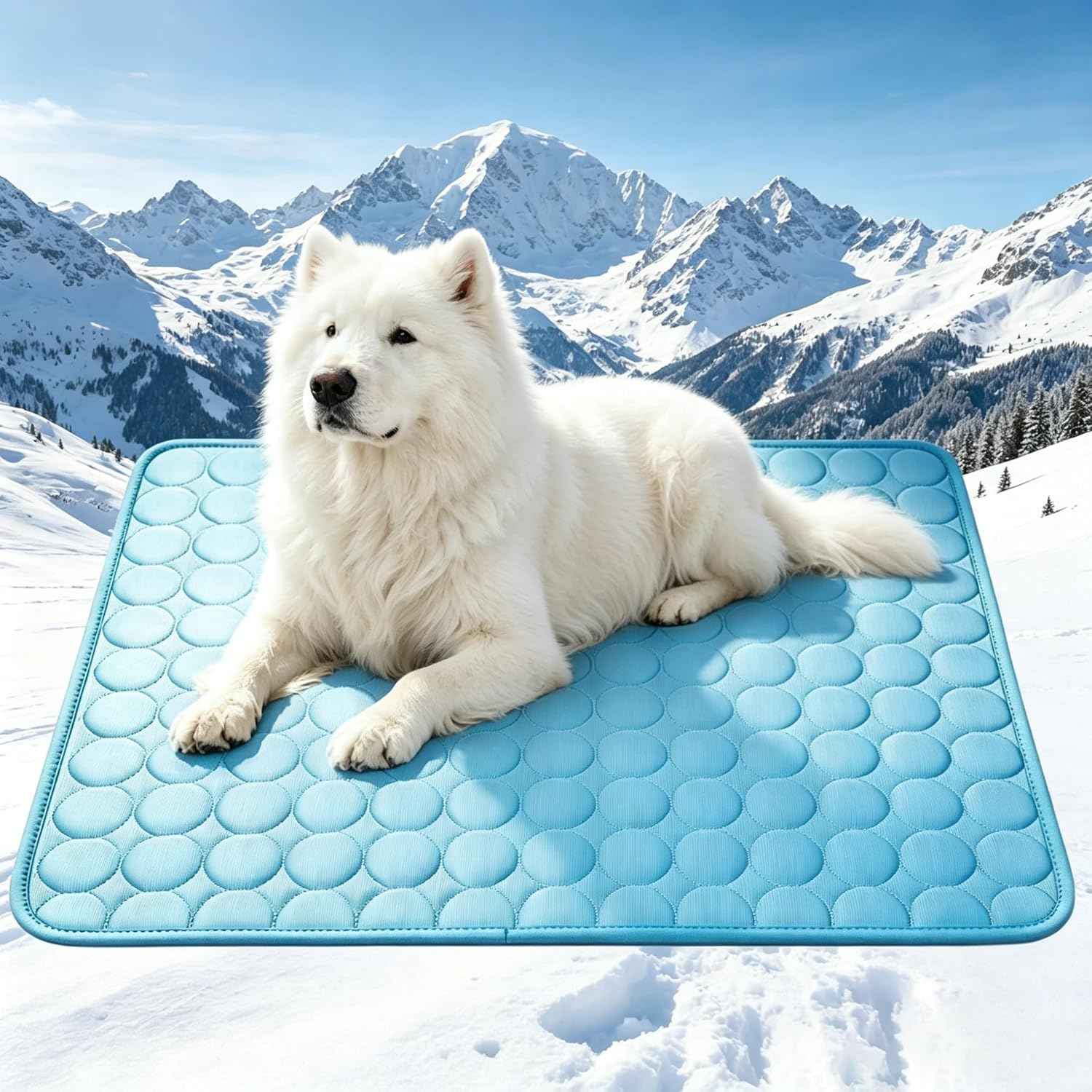 Cooling Mat for Dogs, Breathable Dog Cooling Mat with Q-Max>0.4 Chill Fiber, Washable Portable Dog Crate Pad for Indoor & Outdoor Summer Use, 24" x20“, Blue
