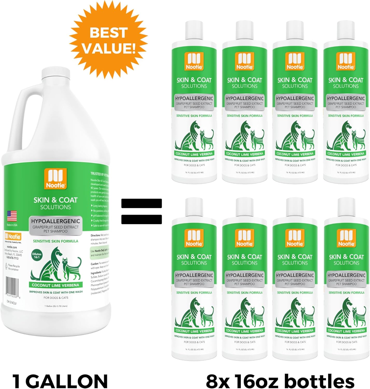 Nootie - Pet Shampoo for Sensitive Skin - Revitalizes Dry Skin & Coat - Natural Ingredients - Gentle Dog Shampoo - Cleans & Conditions