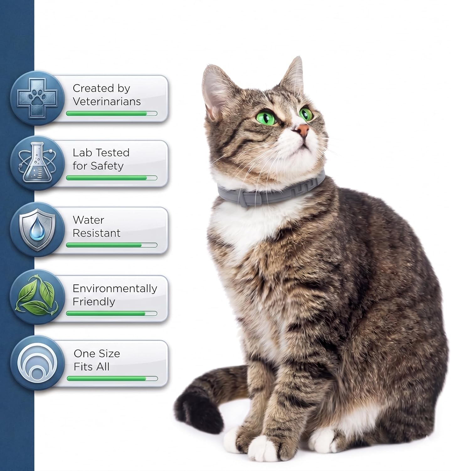 Flea and Tick Collar for Cats - Offers 12-Month Protection, Crafted with Premium Plant Oils, Waterproof, Natural, Safe for Kittens, Includes Free Comb and Tweezers, 13.8 in (2 Packs)