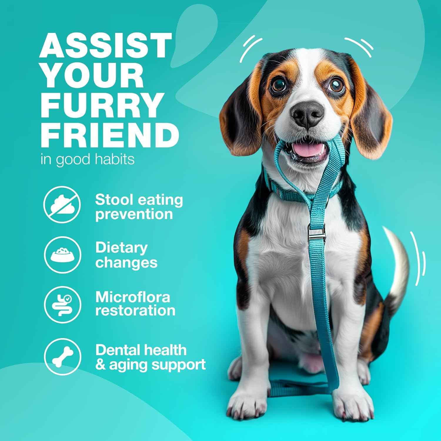 No Poo Chews for Dogs - Coprophagia Deterrent - Dog Probiotics for Digestive Health with Enzymes - Canine Stool Eating Deterrent - Digestive, Dental, Gut & Immune Health Treats - No Poop Eating