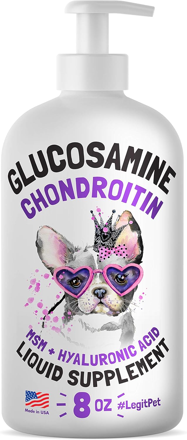 Liquid Glucosamine for Dogs Bacon Flavour with Chondroitin, MSM & Hyaluronic Acid K9 Supplement Hip and Joint Formula Advanced Mobility Joint Pain Relief Senior Advanced Supplement for All Breeds