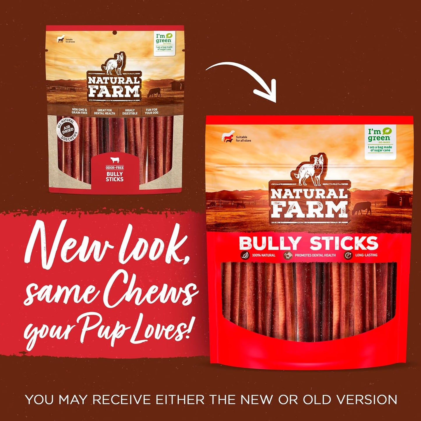 Natural Farm Odor Free Jumbo Bully Sticks (6 Inch, 12 Pack), Extra-Thick Dog Treats – Fully Digestible 100% Beef Treats, Natural Dental Chews – Keep Your Dog Busy with 50% Longer Lasting Chews